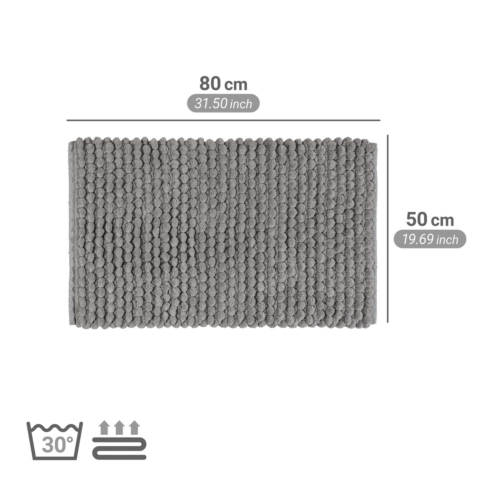 Badteppich 'Solivo' grau 50 x 80 cm