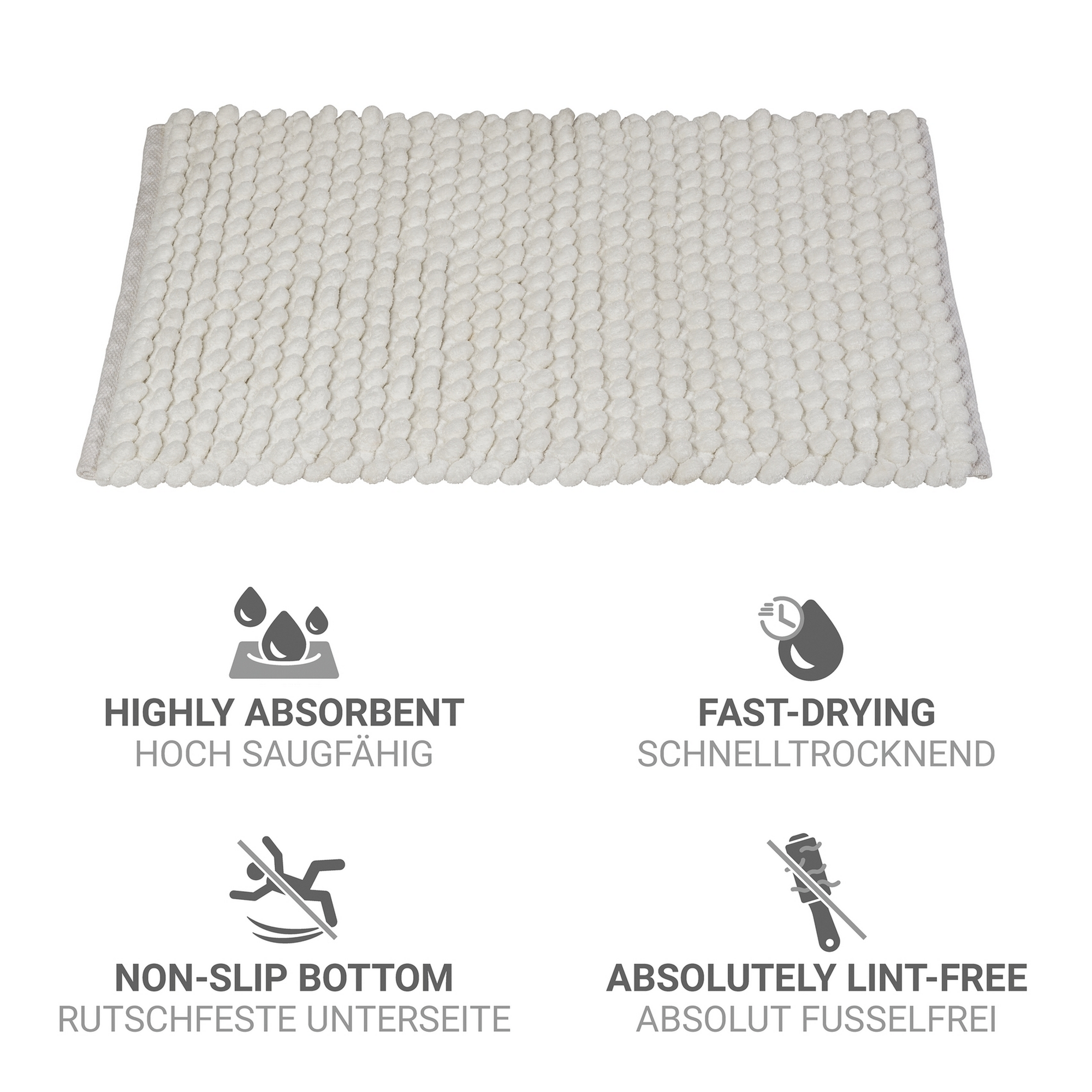 Badteppich 'Solivo' weiß 50 x 80 cm