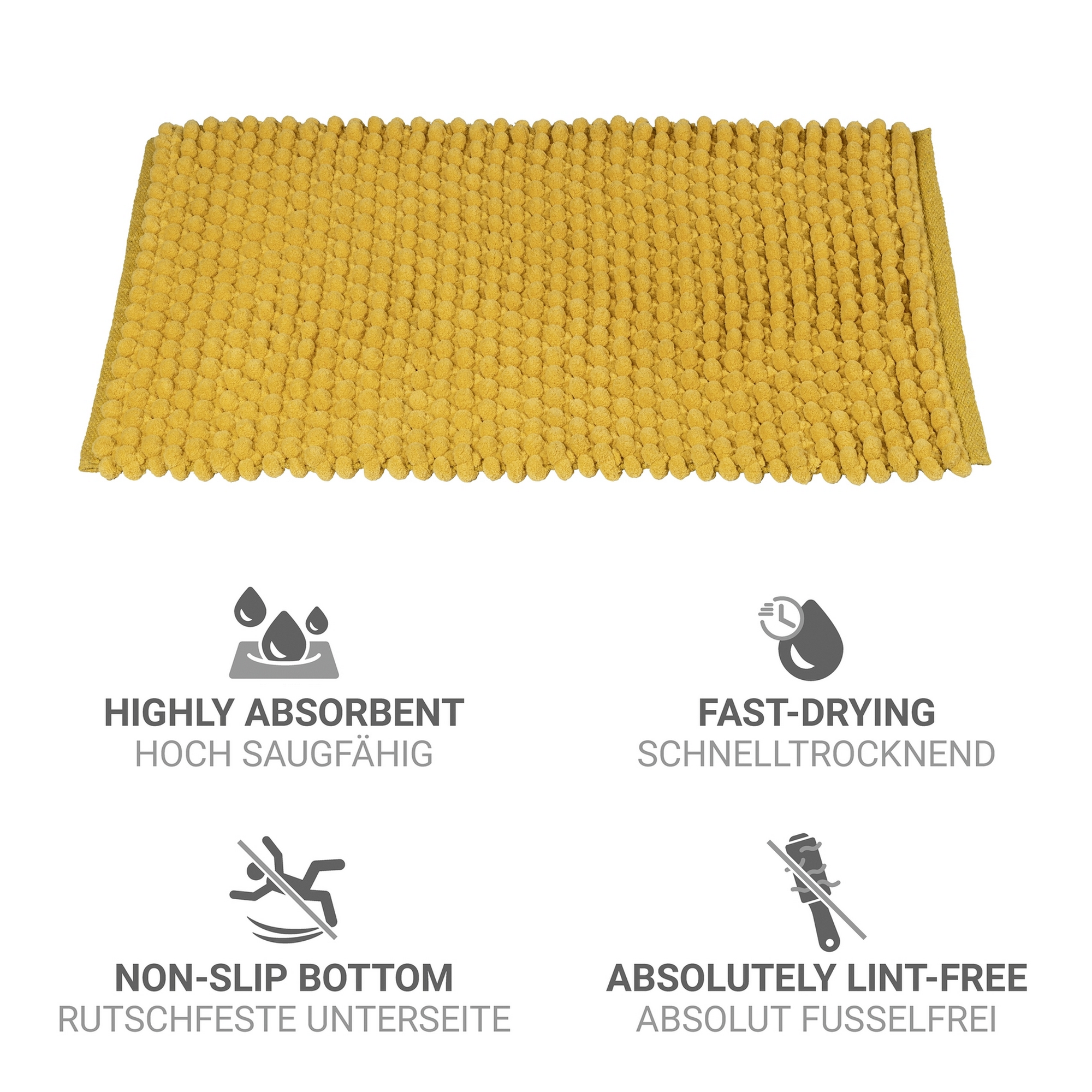 Badteppich 'Solivo' senfgelb 50 x 80 cm