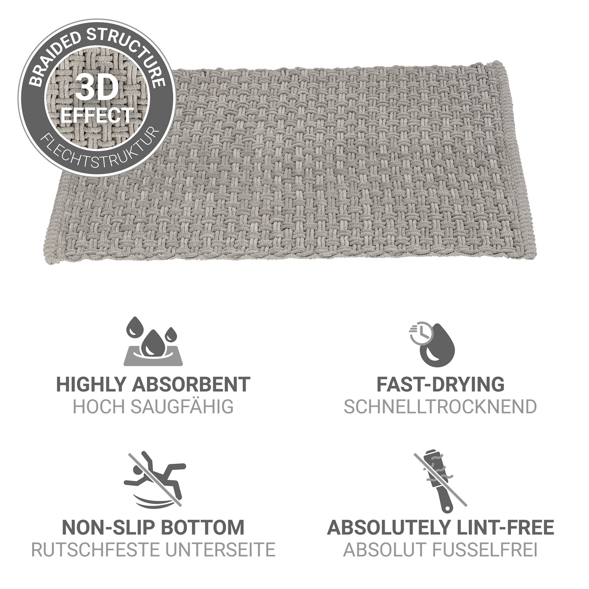 Badteppich 'Ecoli' grau 50 x 80 cm