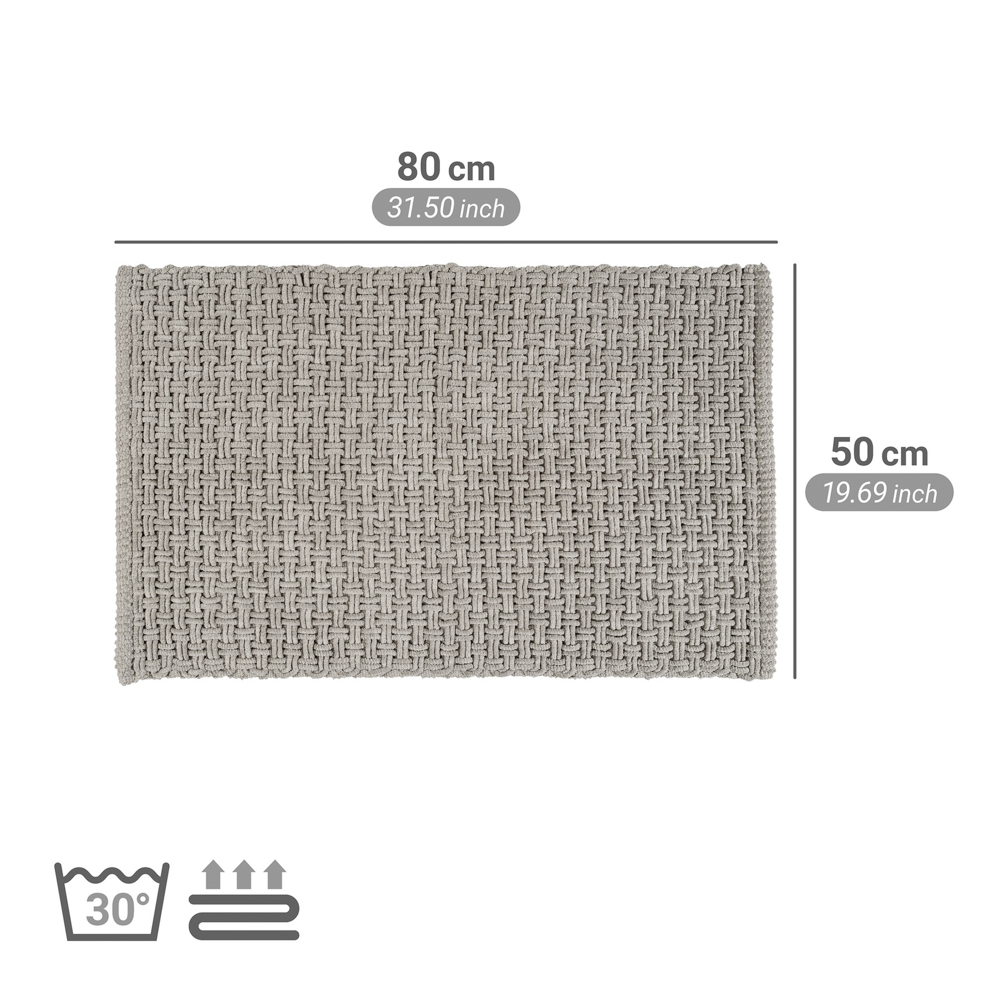 Badteppich 'Ecoli' grau 50 x 80 cm