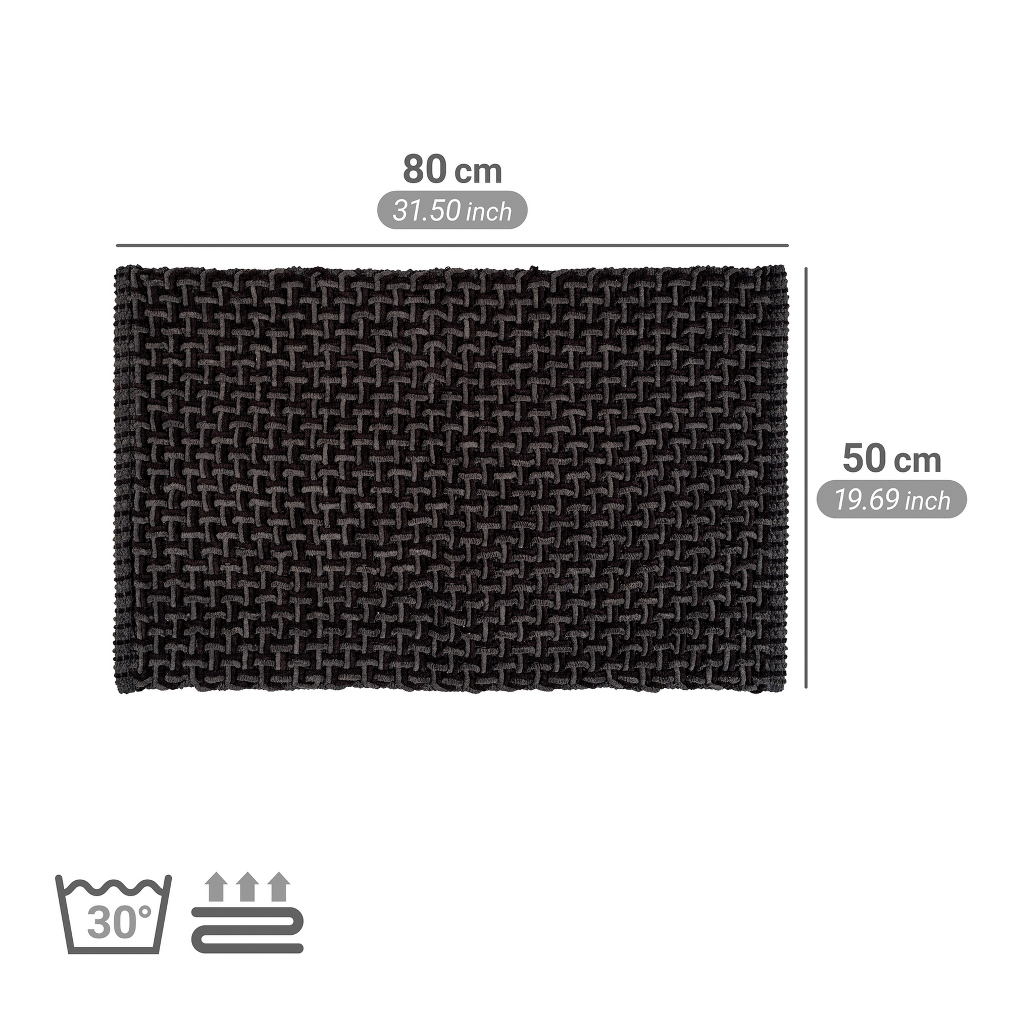 Badteppich 'Ecoli' schwarz-anthrazit 50 x 80 cm