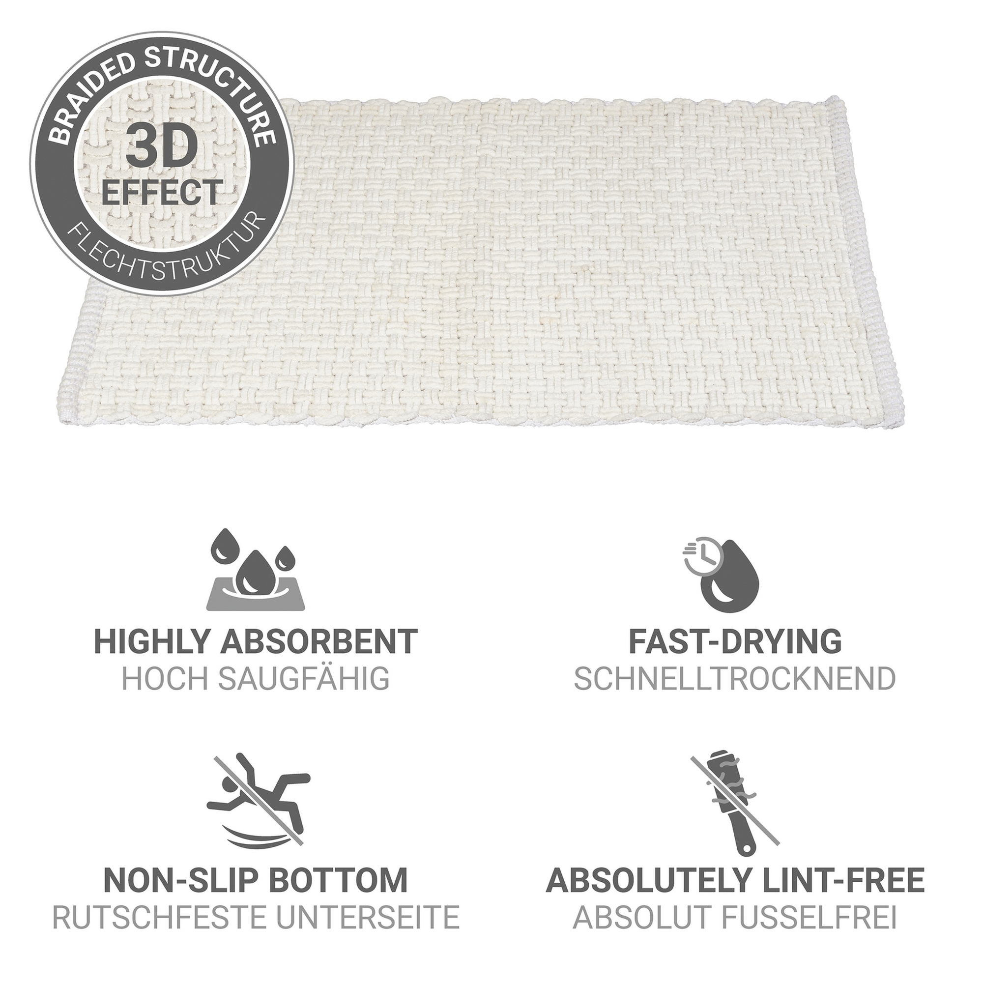 Badteppich 'Ecoli' weiß 50 x 80 cm