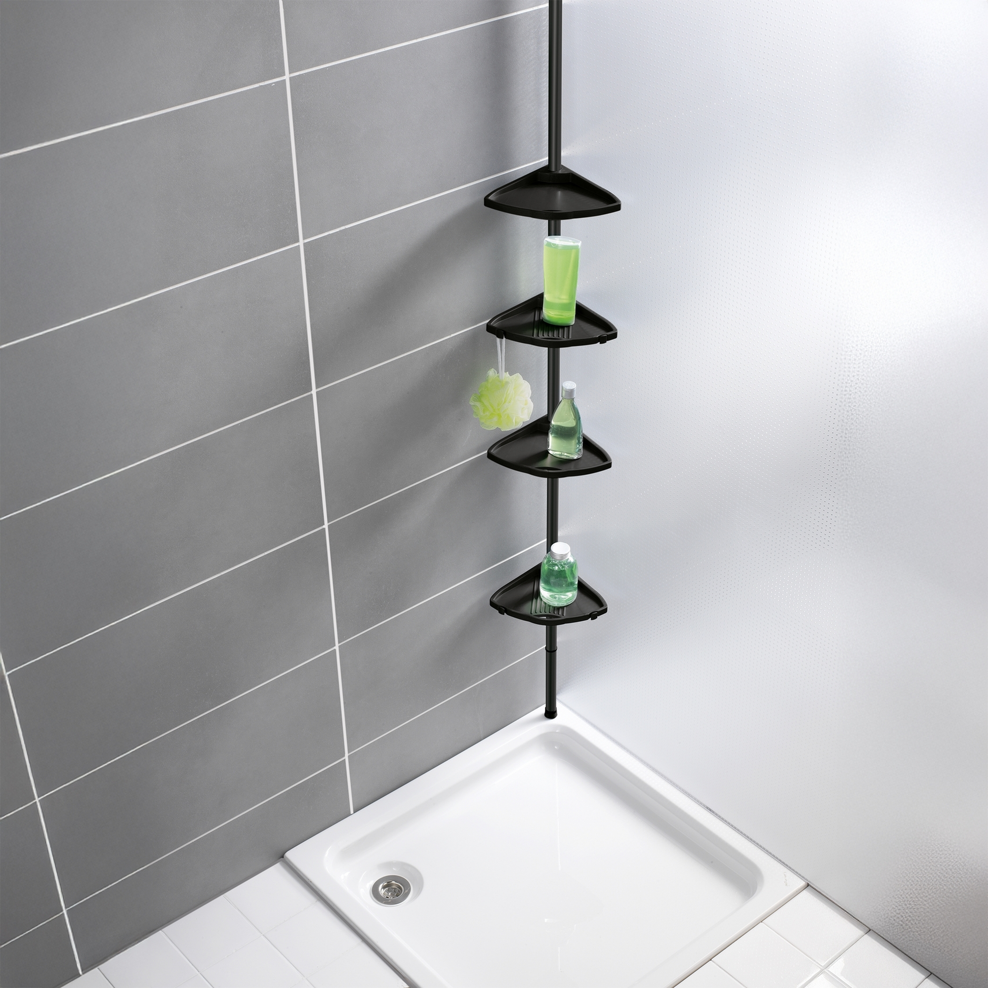 Duschregal teleskopierbar 'Compact' Aluminium schwarz 26 x 78-275 x 19,5 cm