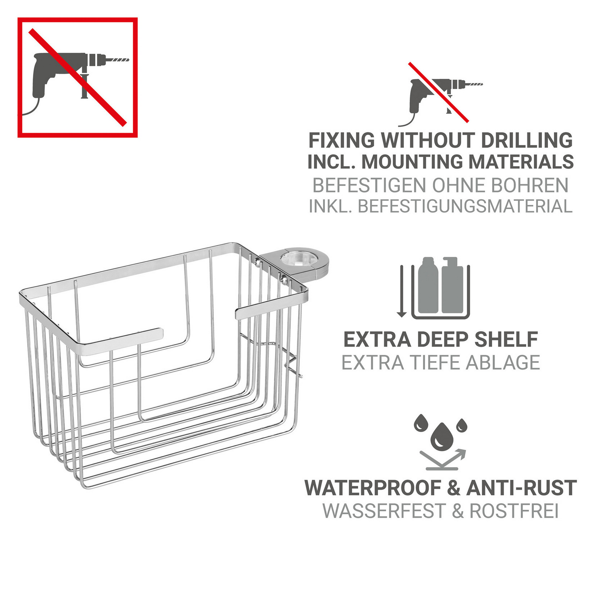 Duschregal 'Valognes' Edelstahl chromfarben 20 x 12 x 13 cm