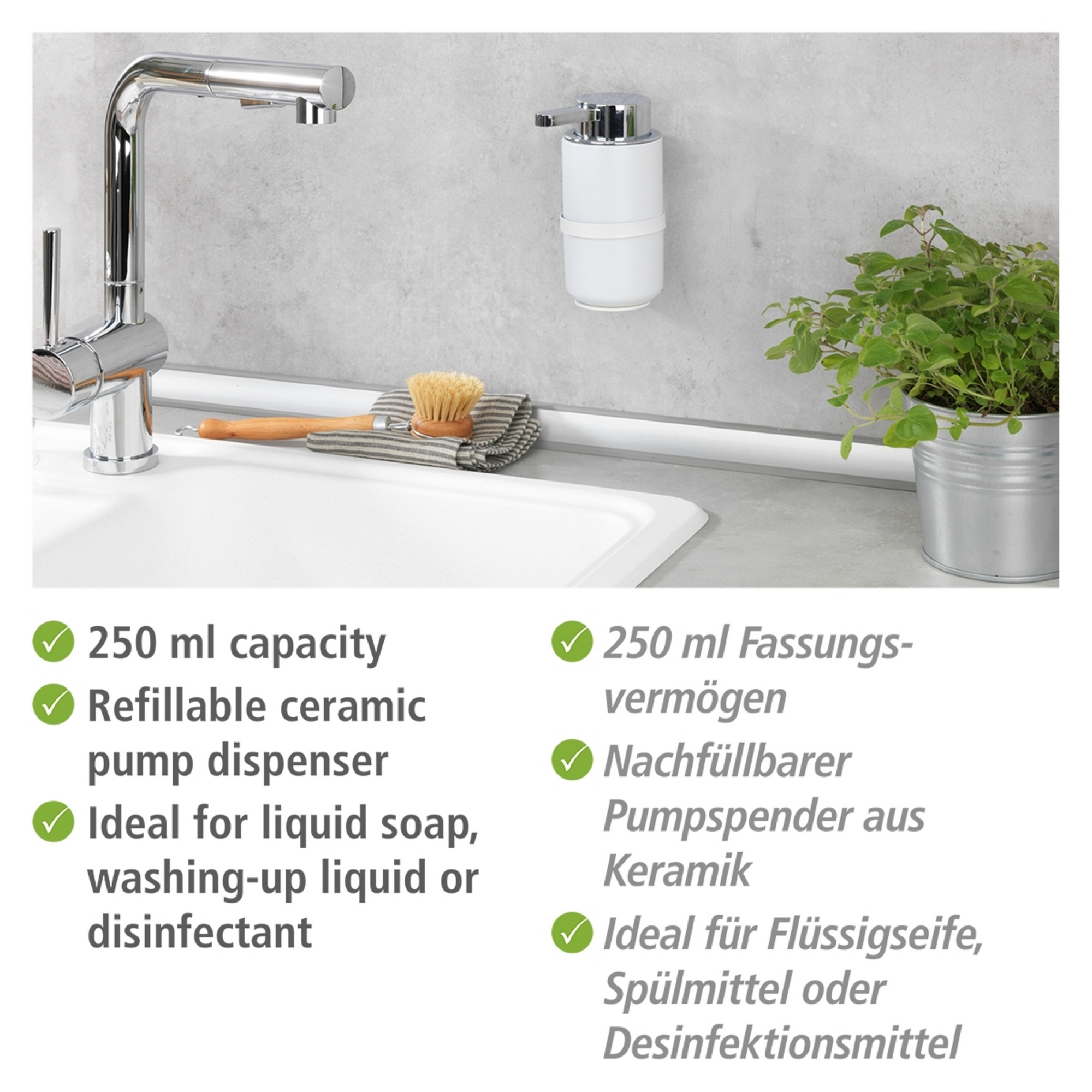 Seifenspender 'Woya' Keramik weiß 250 ml