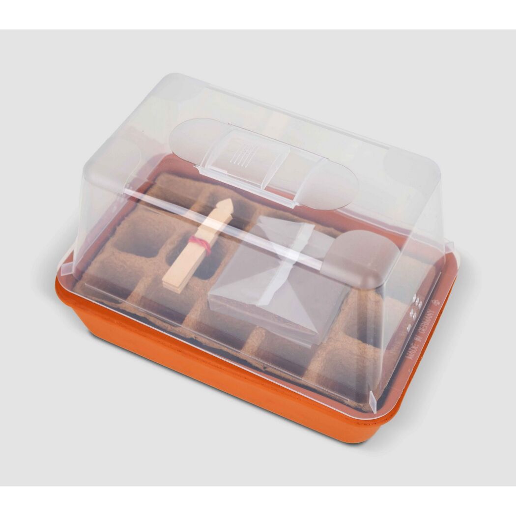 Mini-Gewächshaus-Set 'S' Terracotta 29 x 19 x 19,5 cm mit Deckel