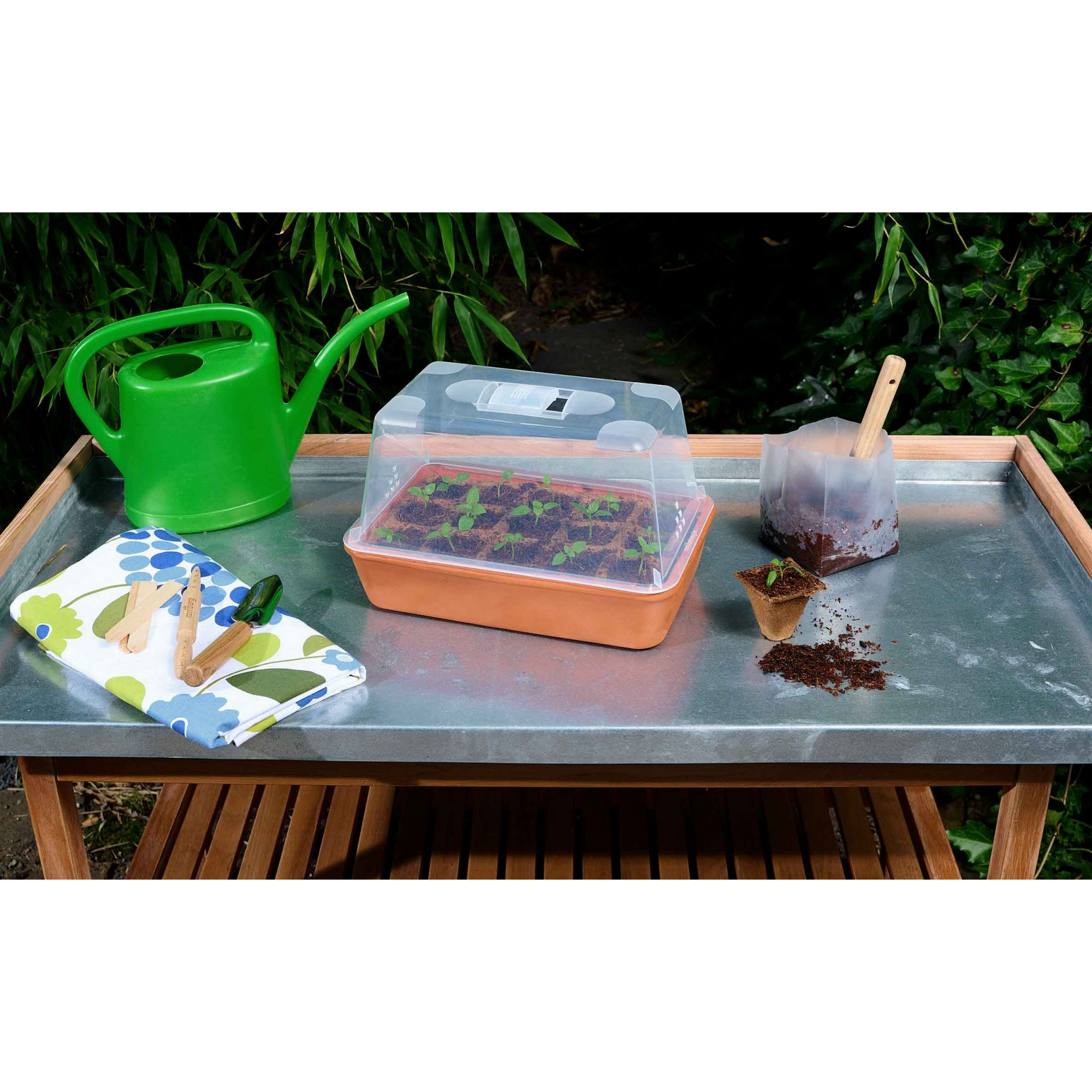 Mini-Gewächshaus-Set 'S' Terracotta 29 x 19 x 19,5 cm mit Deckel