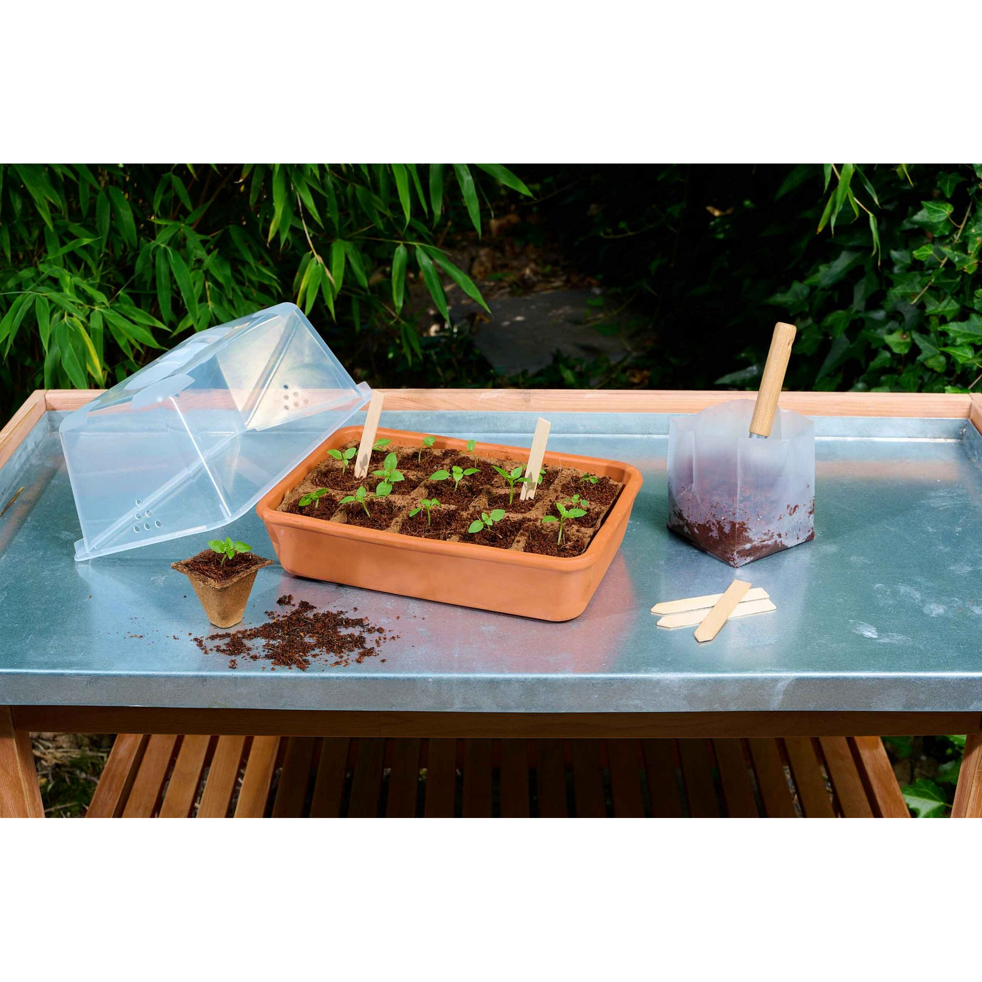 Mini-Gewächshaus-Set 'S' Terracotta 29 x 19 x 19,5 cm mit Deckel