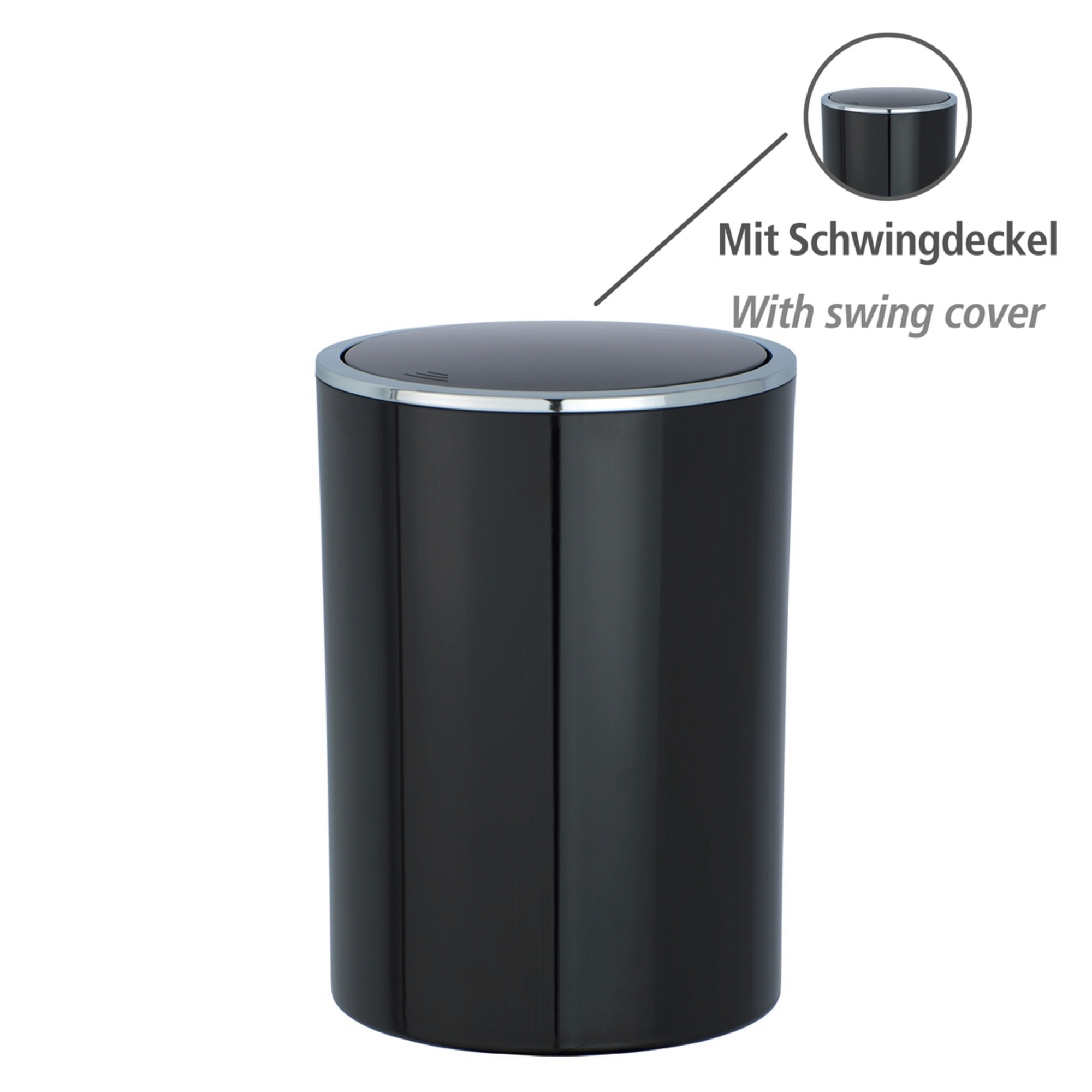 Schwingdeckeleimer 'Inca' schwarz Ø 18,5 x 25,5 cm 5 l