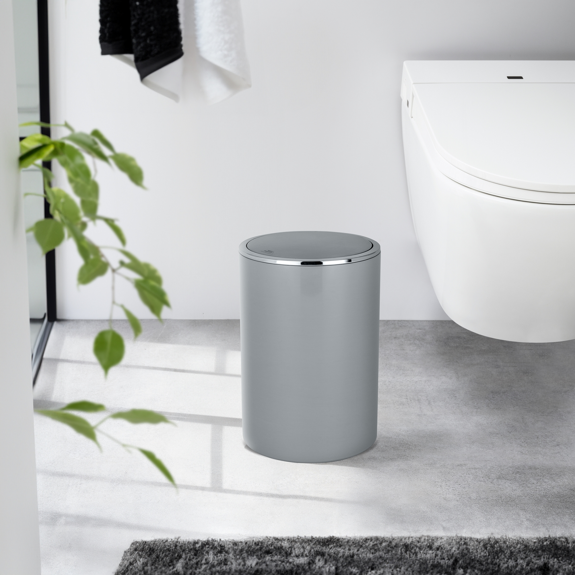 Schwingdeckeleimer 'Inca' grau Ø 18,5 x 25,5 cm 5 l