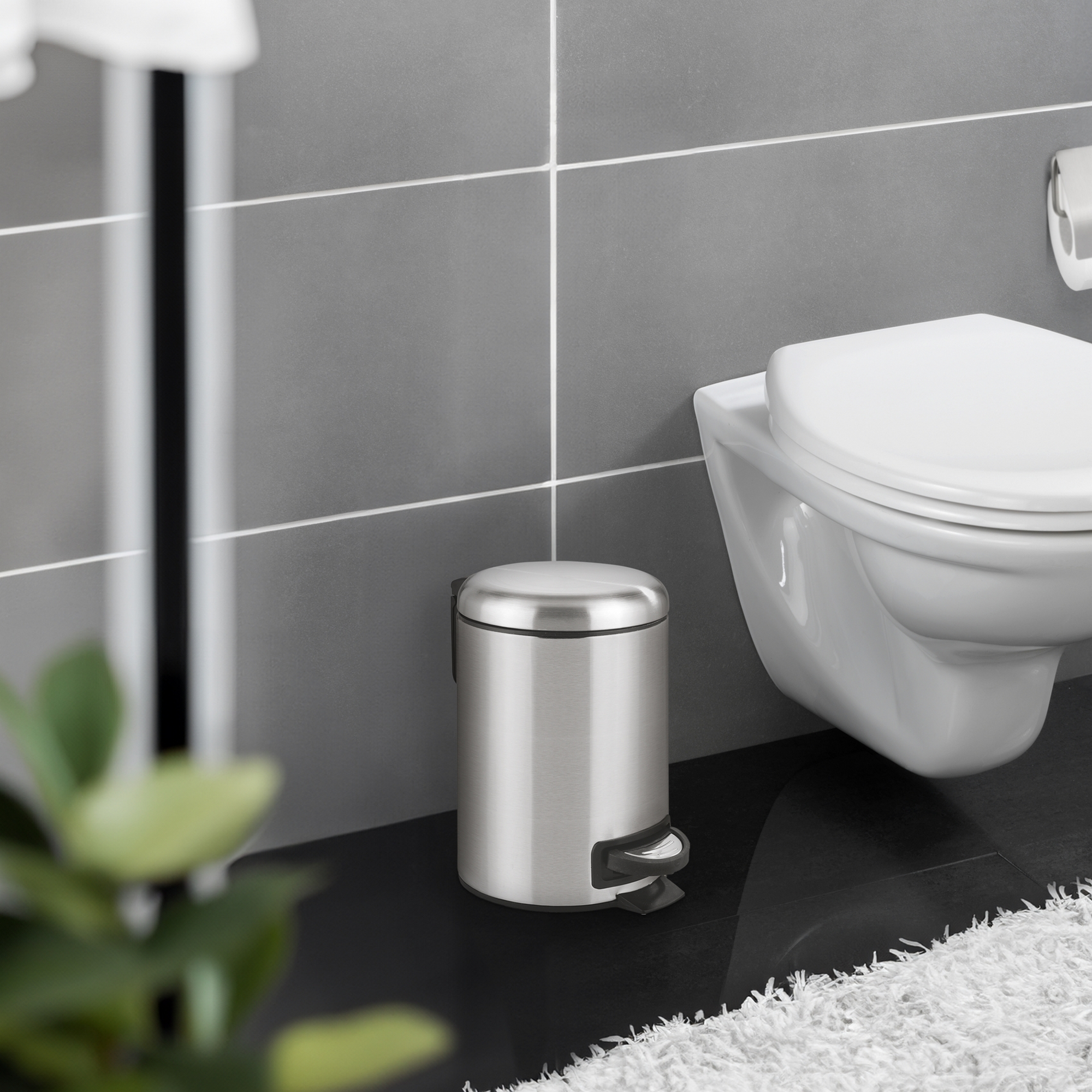 Kosmetikeimer 'Leman' edelstahlfarben 17 x 25 x 22,5 cm 3 l