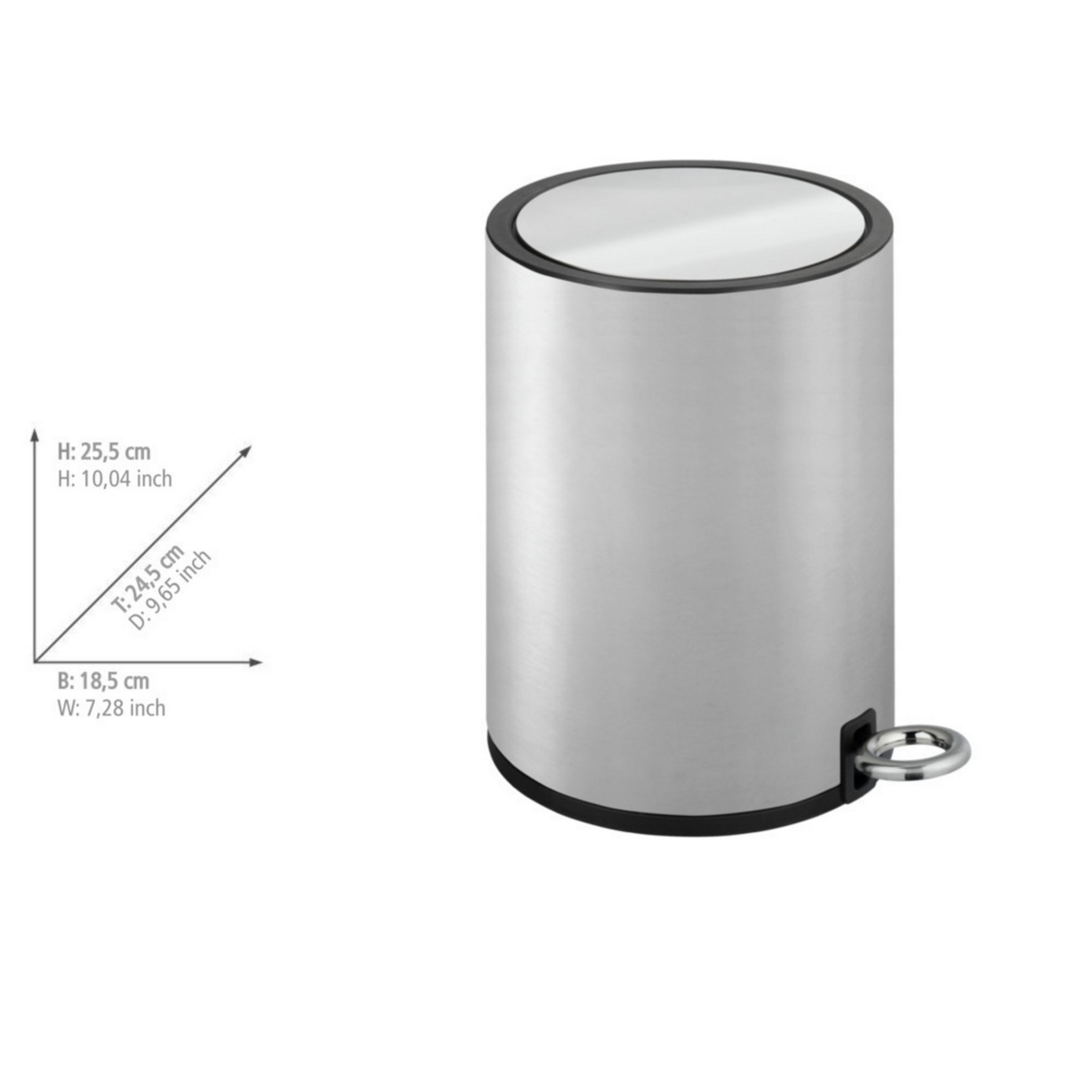 Kosmetikeimer 'Monza' edelstahlfarben matt 18,5 x 25,5 x 24,5 cm 3 l