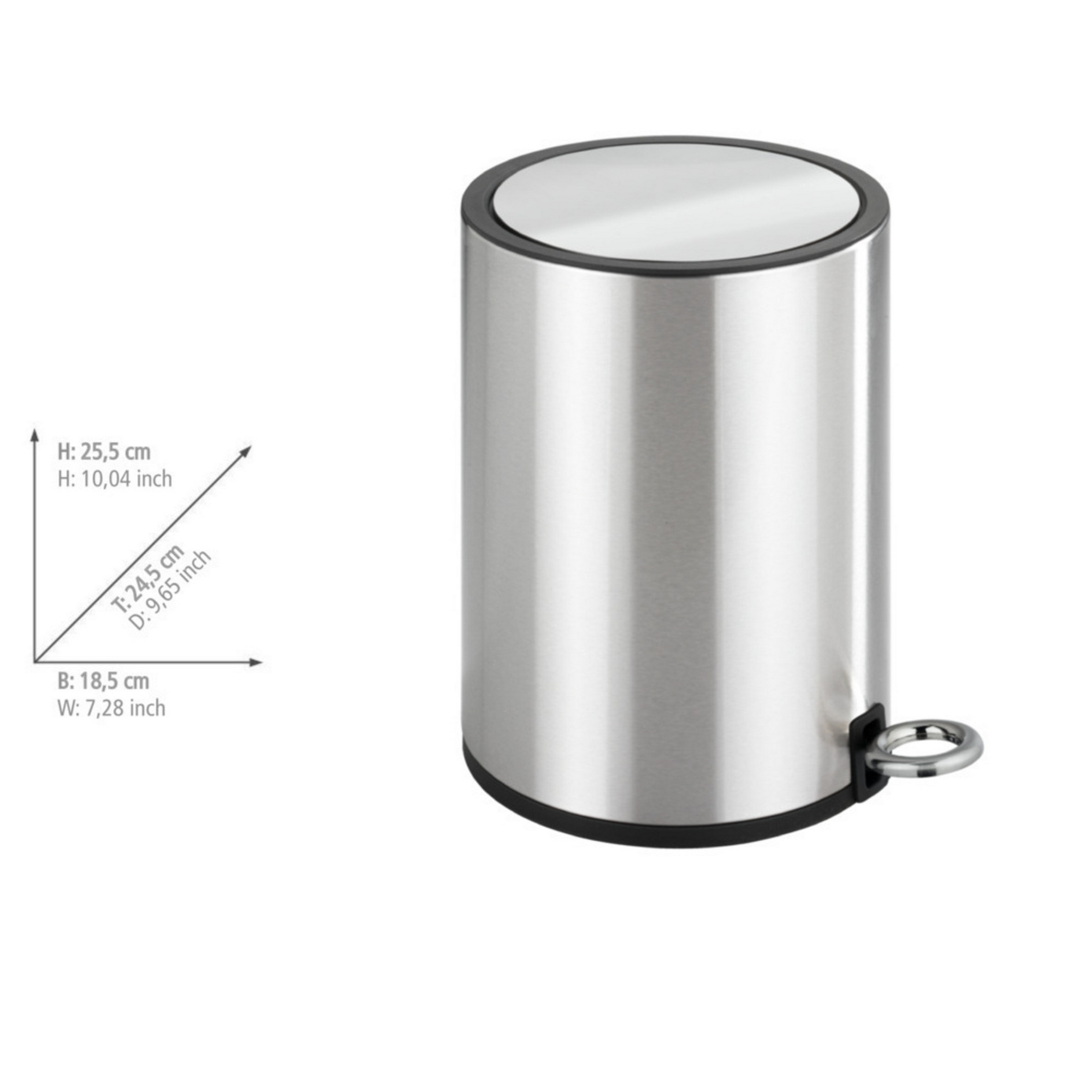 Kosmetikeimer 'Monza' edelstahlfarben 18,5 x 25,5 x 24,5 cm 3 l