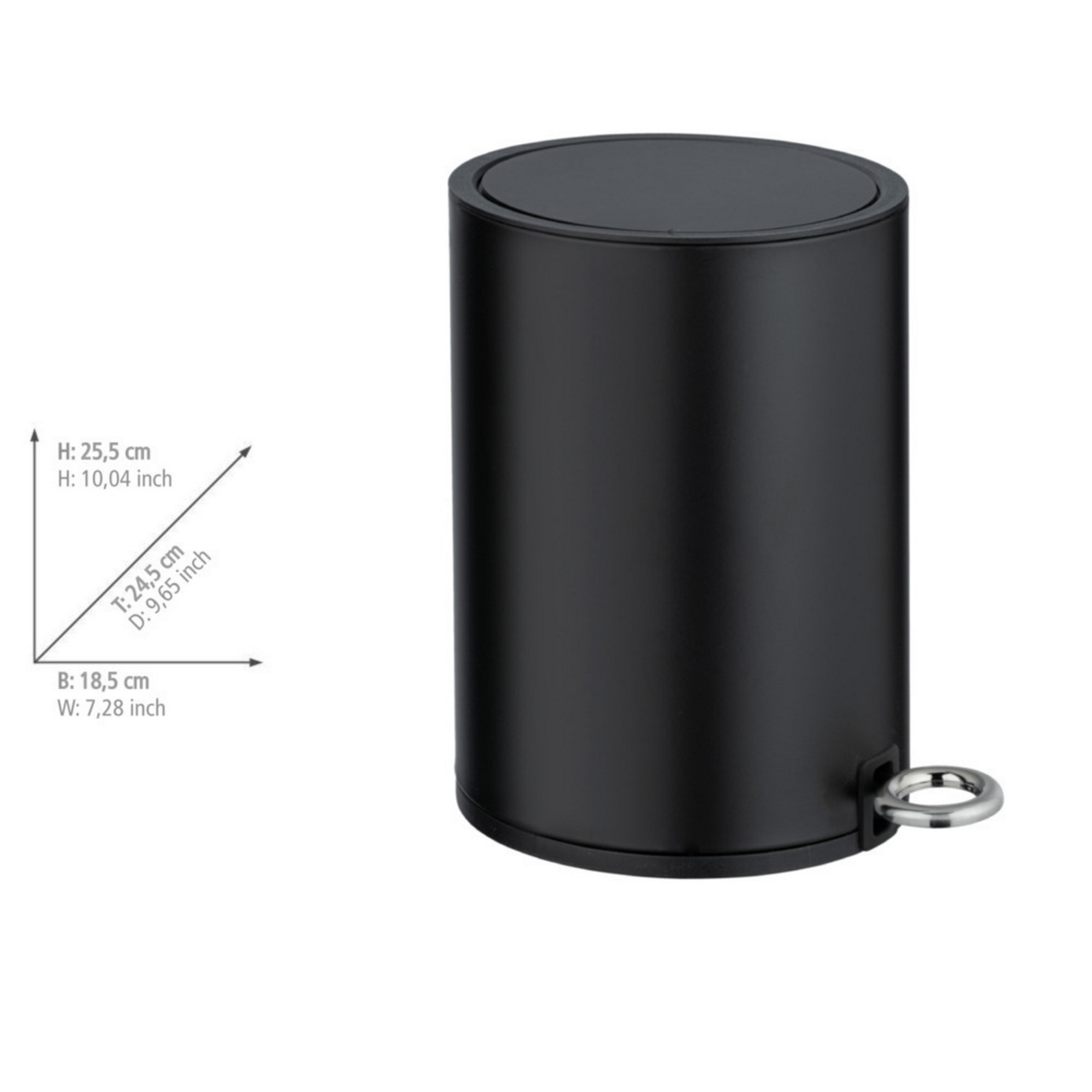 Kosmetikeimer 'Monza' schwarz 18,5 x 25,5 x 24,5 cm 3 l