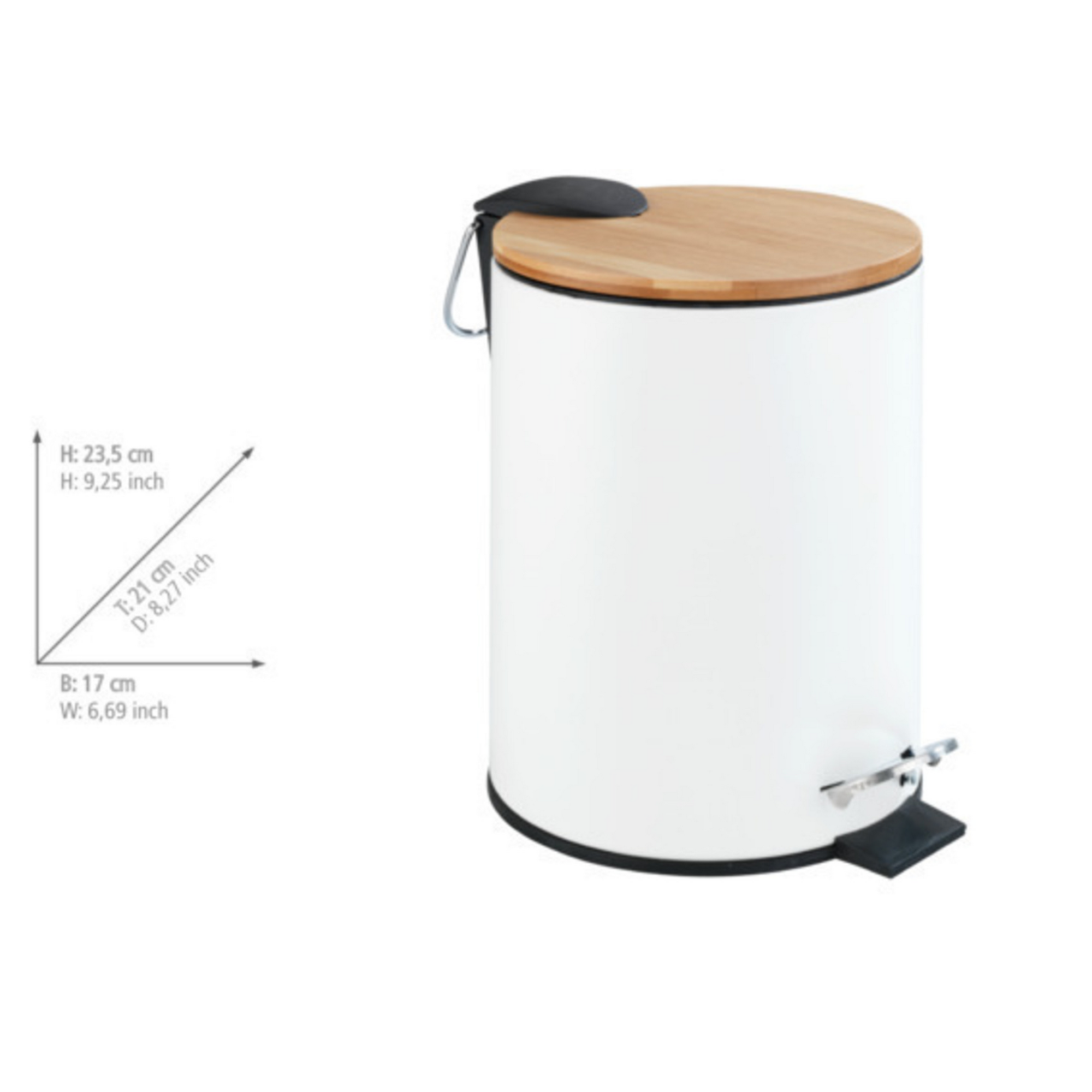 Kosmetikeimer 'Tortona' weiß matt 17 x 23,5 x 21 cm 3 l