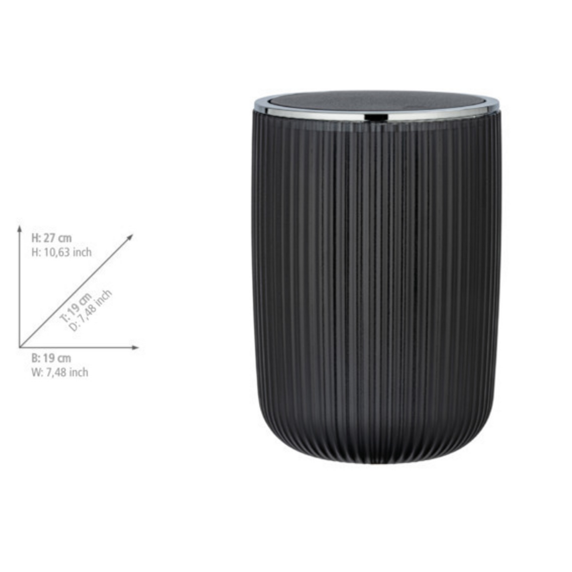 Schwingdeckeleimer 'Agropoli' grau Ø 19 x 27 cm 5,5 l