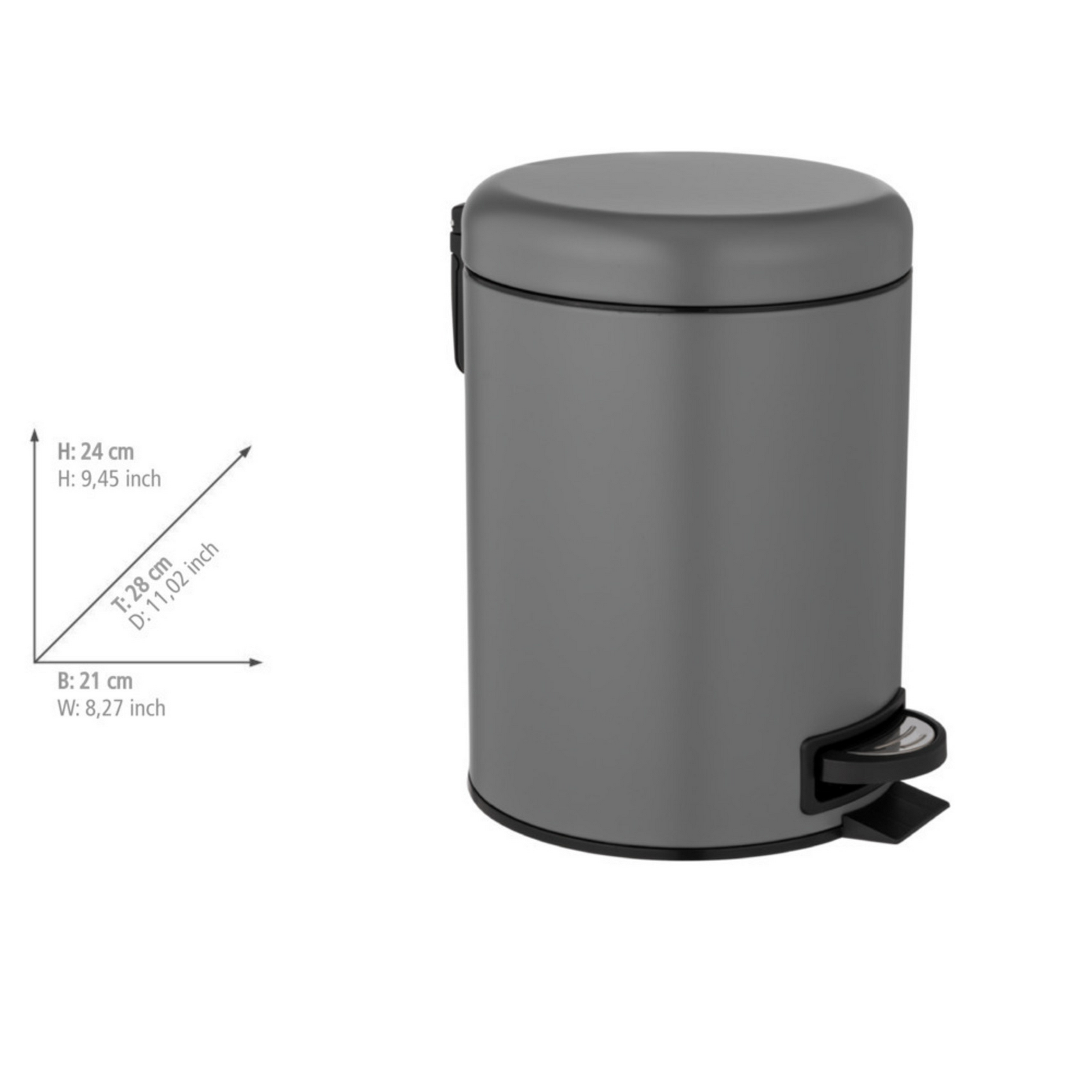 Kosmetikeimer 'Leman' grau 21 x 24 x 28 cm 5 l