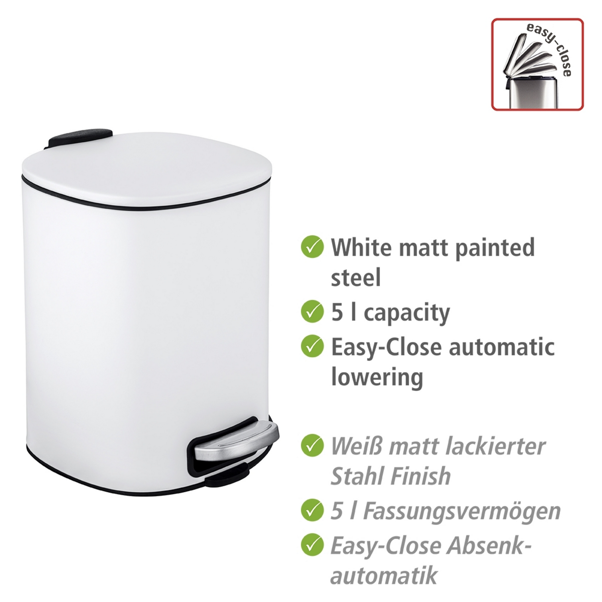 Kosmetikeimer 'Alassio' weiß 20,5 x 27 x 24,5 cm 5 l