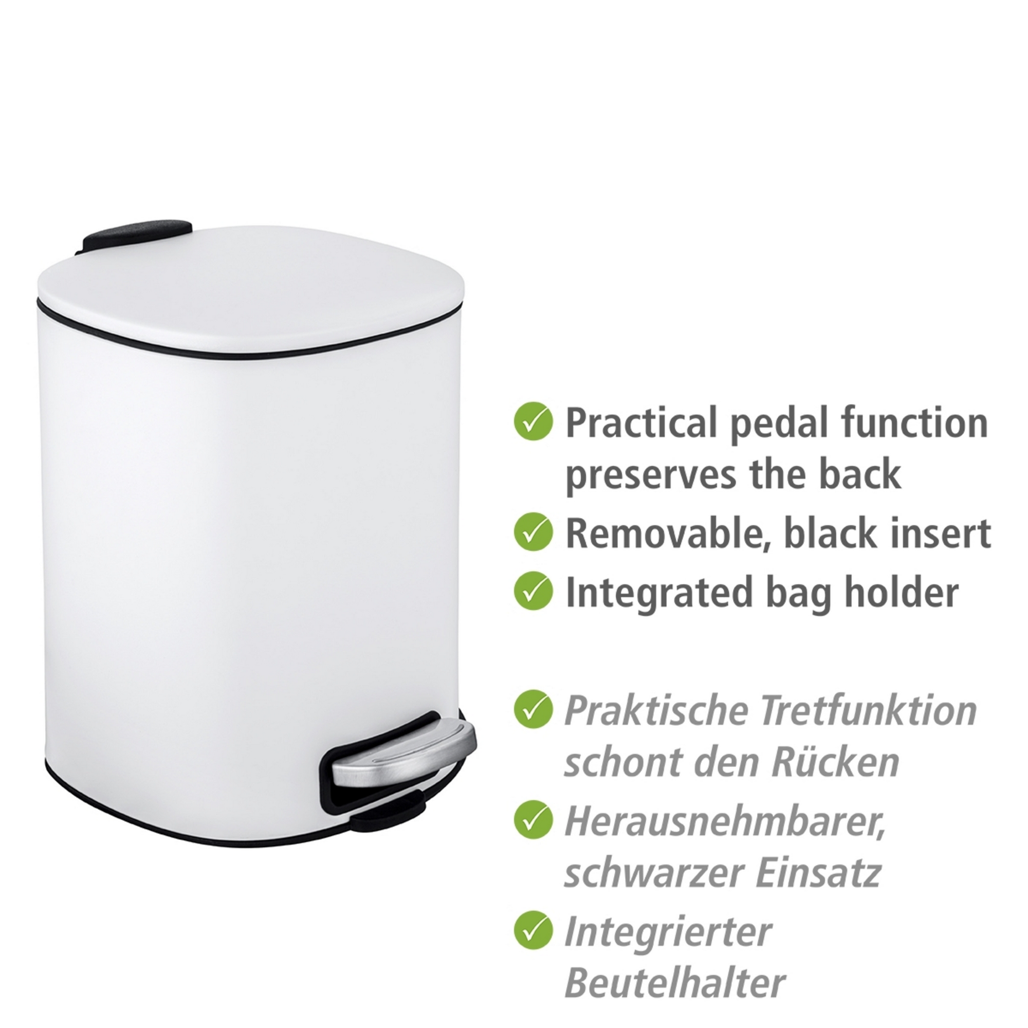 Kosmetikeimer 'Alassio' weiß 20,5 x 27 x 24,5 cm 5 l