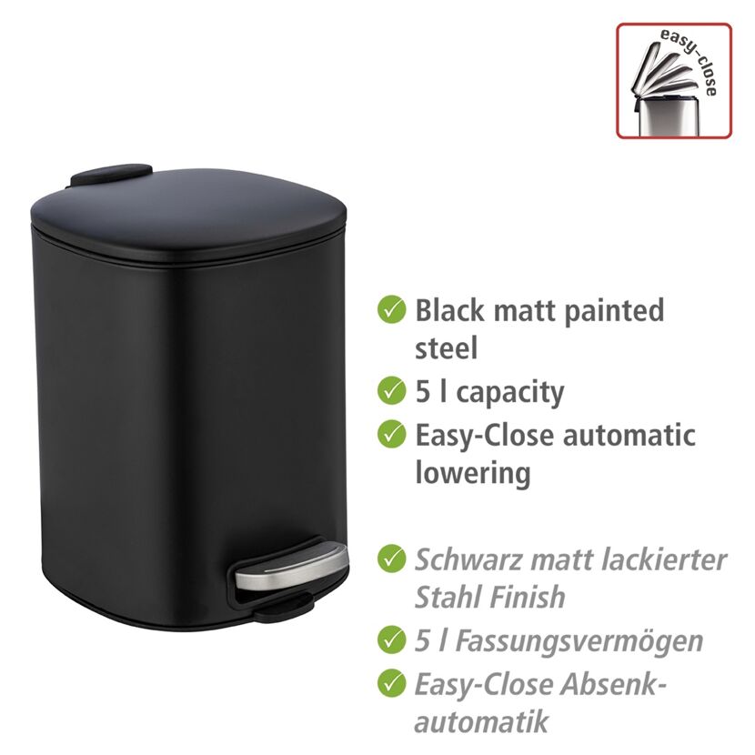 Kosmetikeimer 'Alassio' schwarz 20,5 x 27 x 24,5 cm 5 l