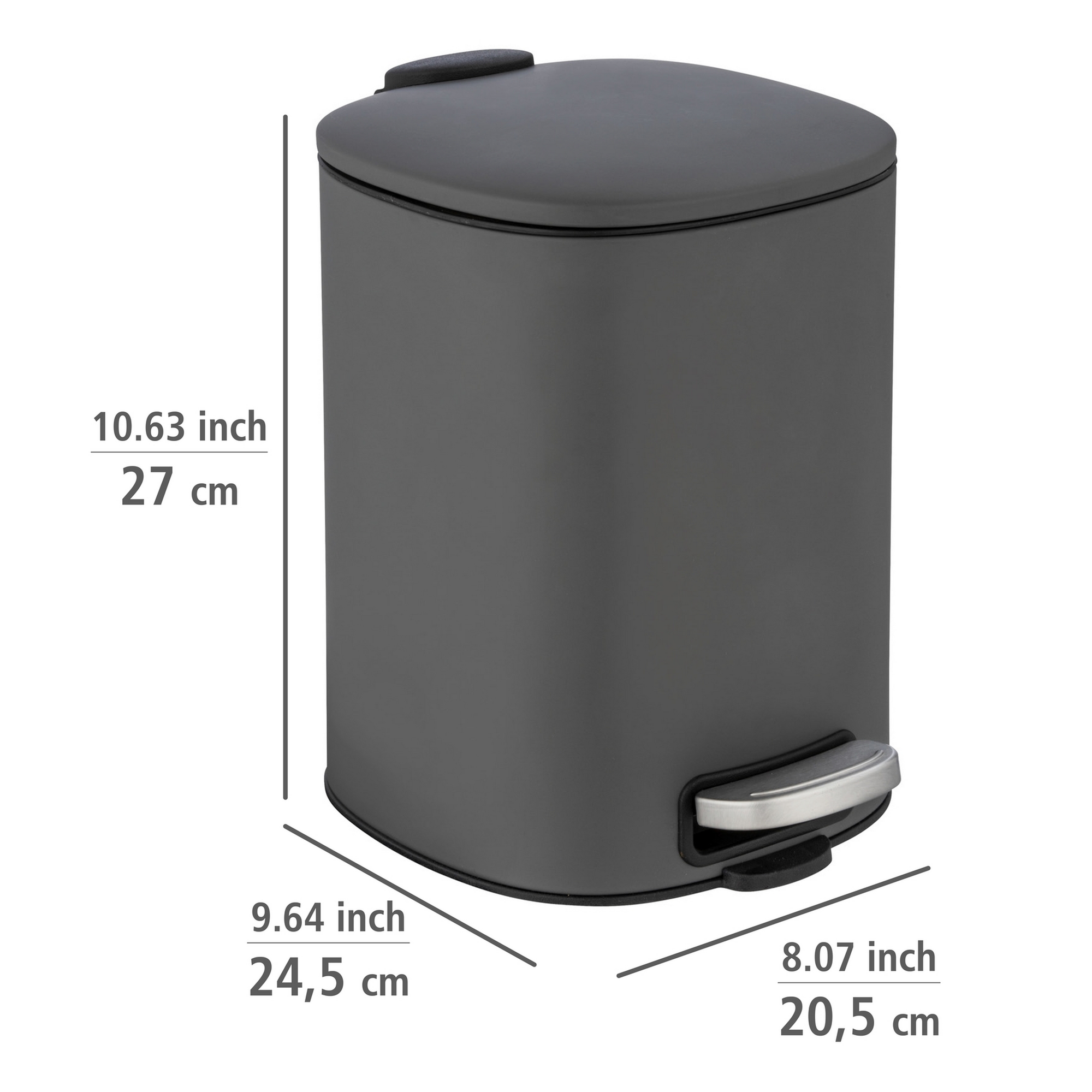 Kosmetikeimer 'Alassio' grau 20,5 x 27 x 24,5 cm 5 l