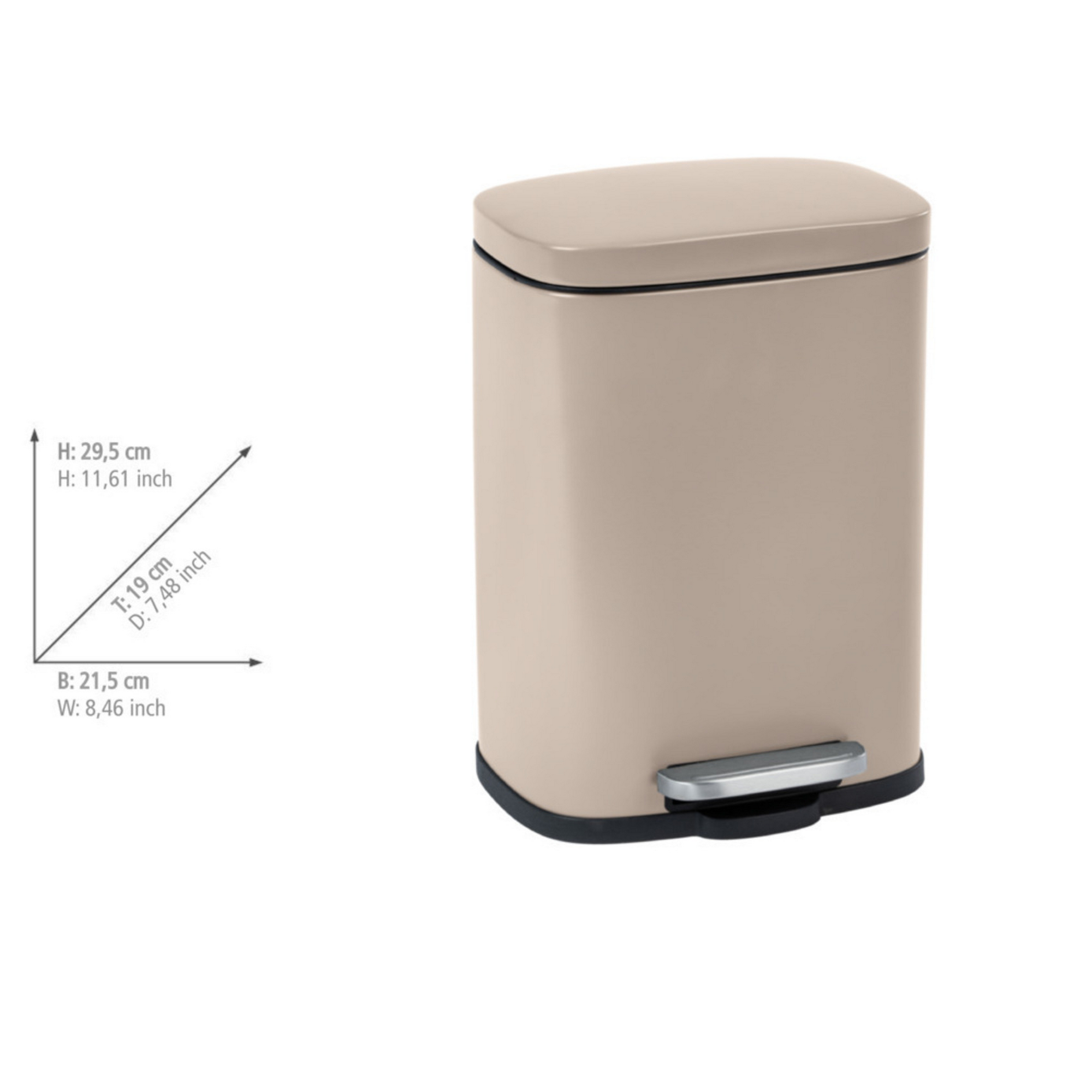 Kosmetikeimer 'Leno' taupe 21,5 x 29,5 x 19 cm 5 l