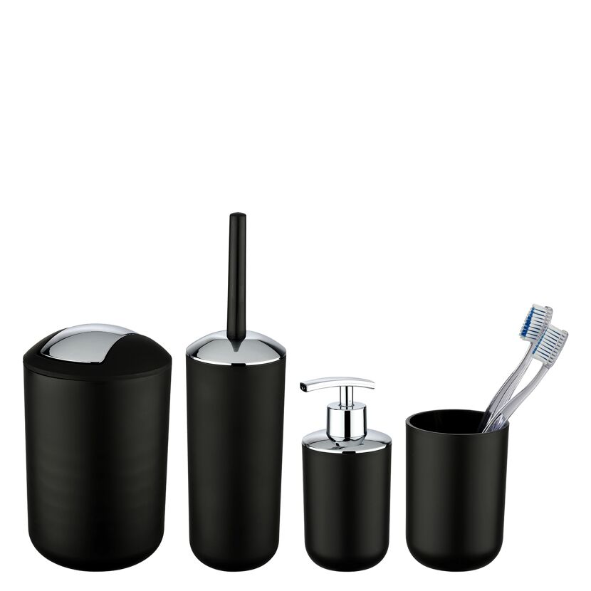 Bad-Accessoire-Set 'Brasil' schwarz 4-teilig