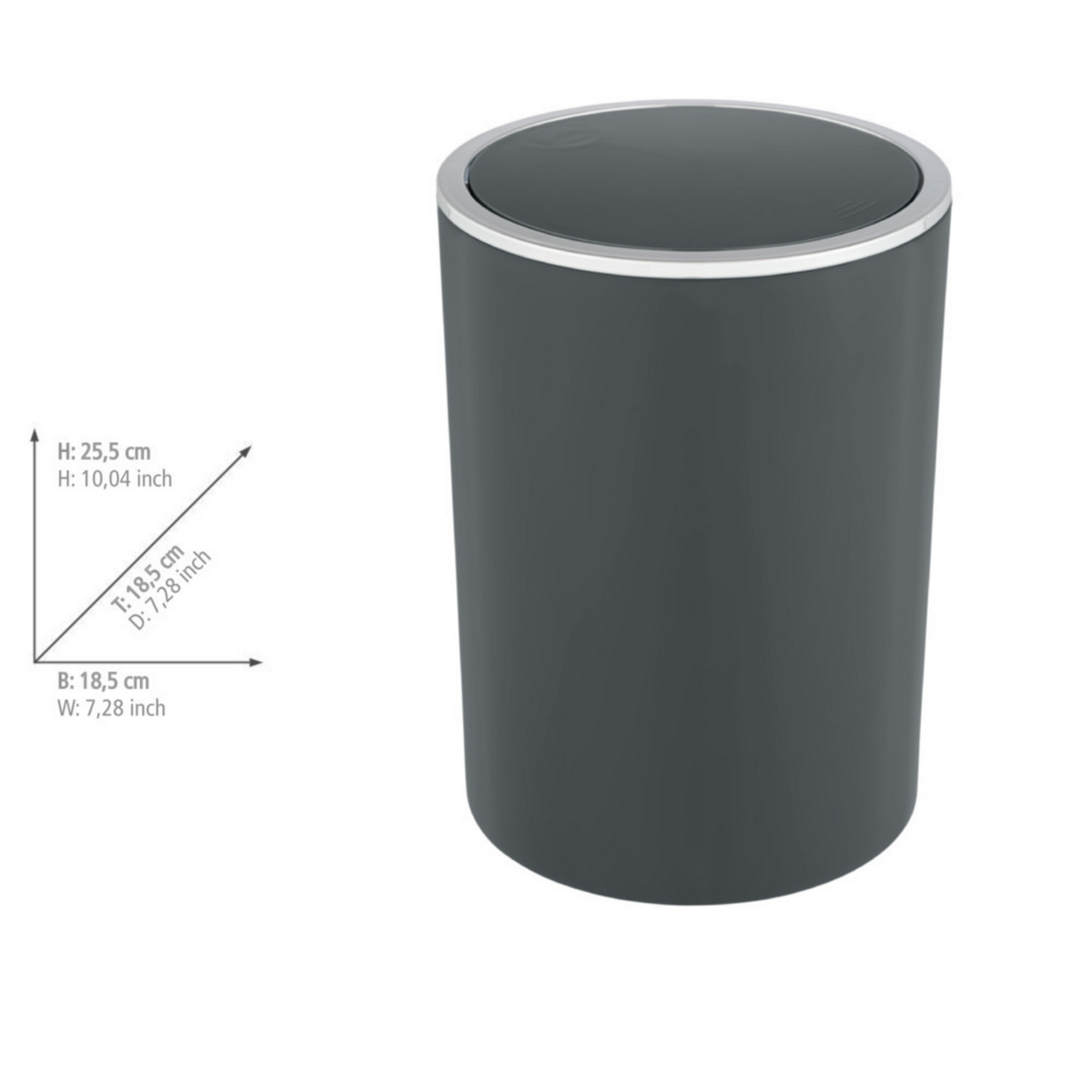 Schwingdeckeleimer 'Inca' anthrazit Ø 18,5 x 25,5 cm 5 l