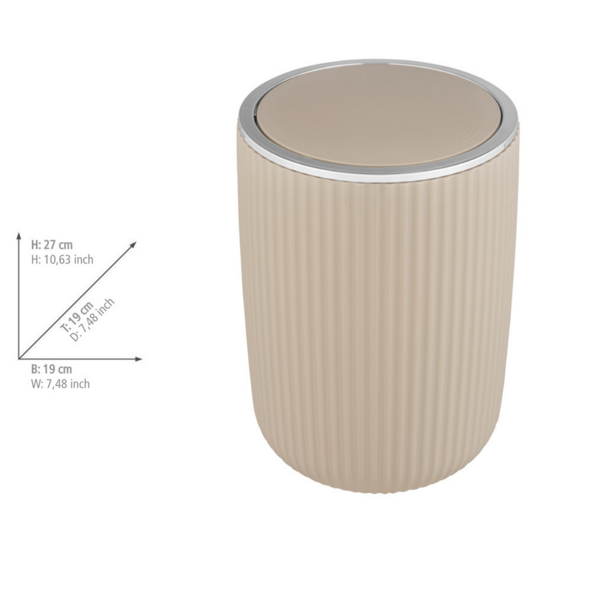 Schwingdeckeleimer 'Agropoli' beige Ø 19 x 27 cm 5,5 l