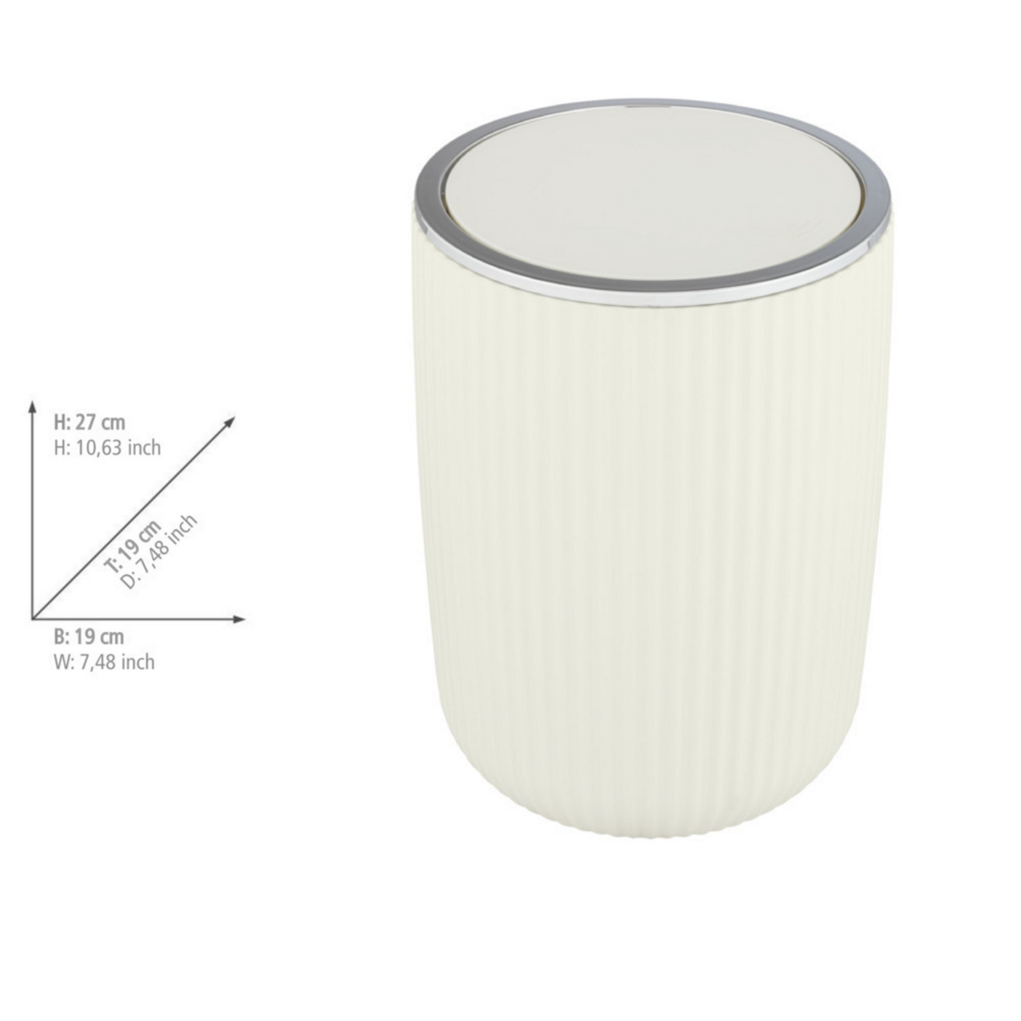 Schwingdeckeleimer 'Agropoli' cremeweiß Ø 19 x 27 cm 5,5 l