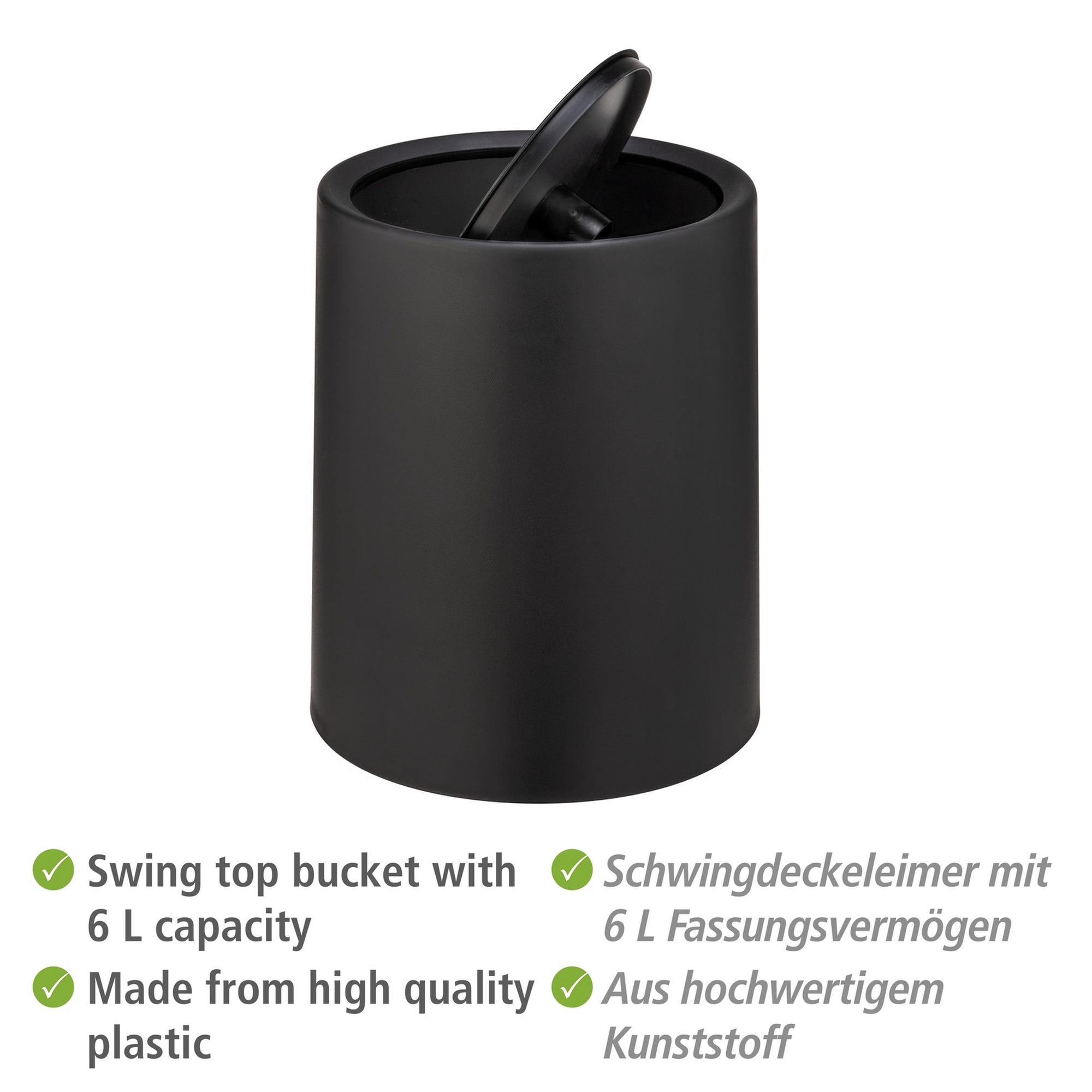 Schwingdeckeleimer 'Atri' schwarz Ø 21 x 25,5 cm 6 l