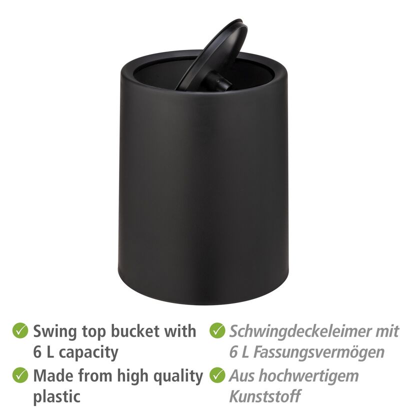 Schwingdeckeleimer 'Atri' schwarz Ø 21 x 25,5 cm 6 l