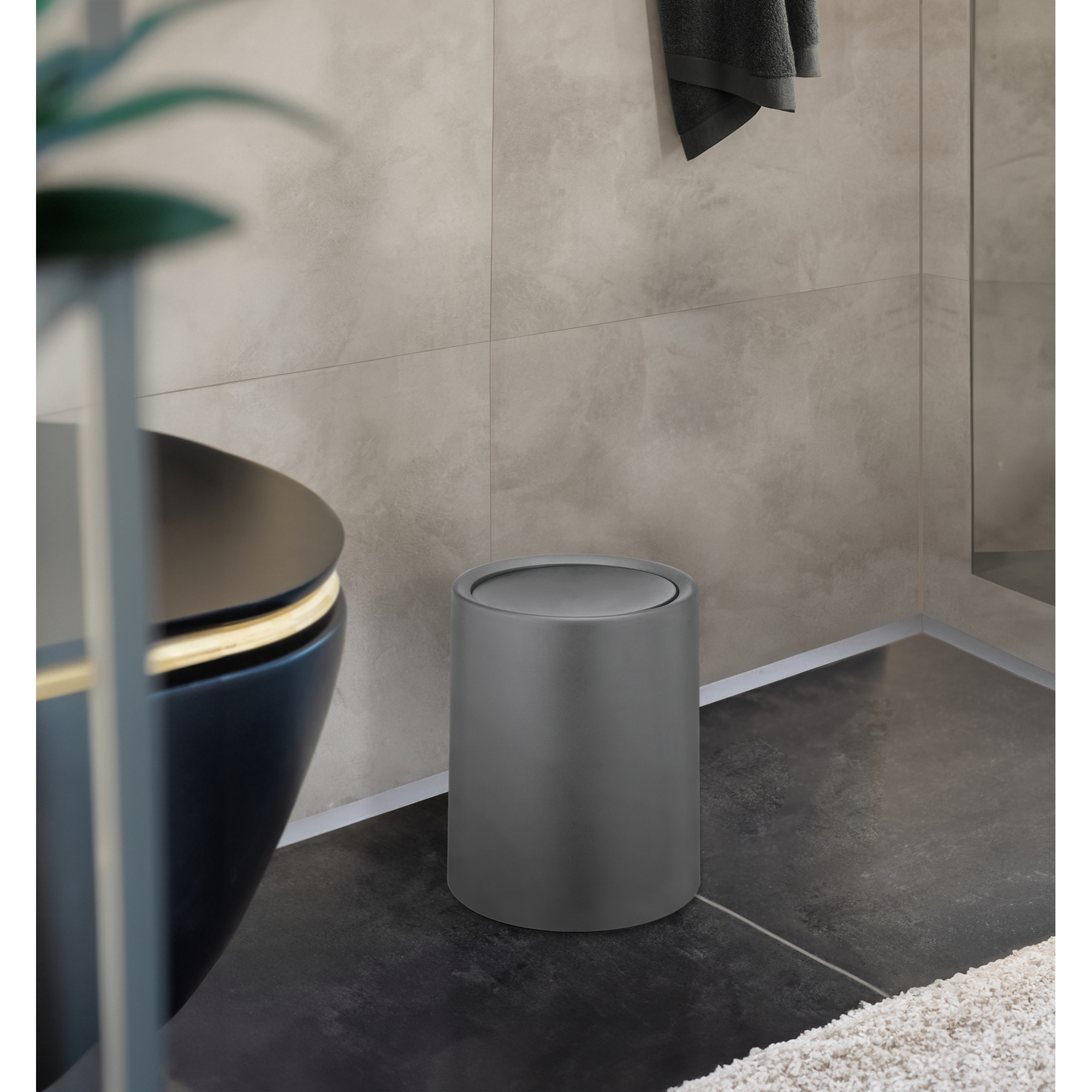 Schwingdeckeleimer 'Atri' grau Ø 21 x 25,5 cm 6 l