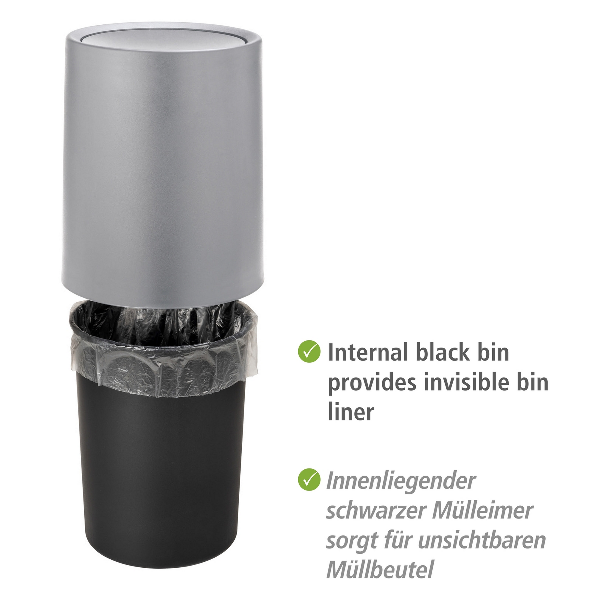 Schwingdeckeleimer 'Atri' grau Ø 21 x 25,5 cm 6 l