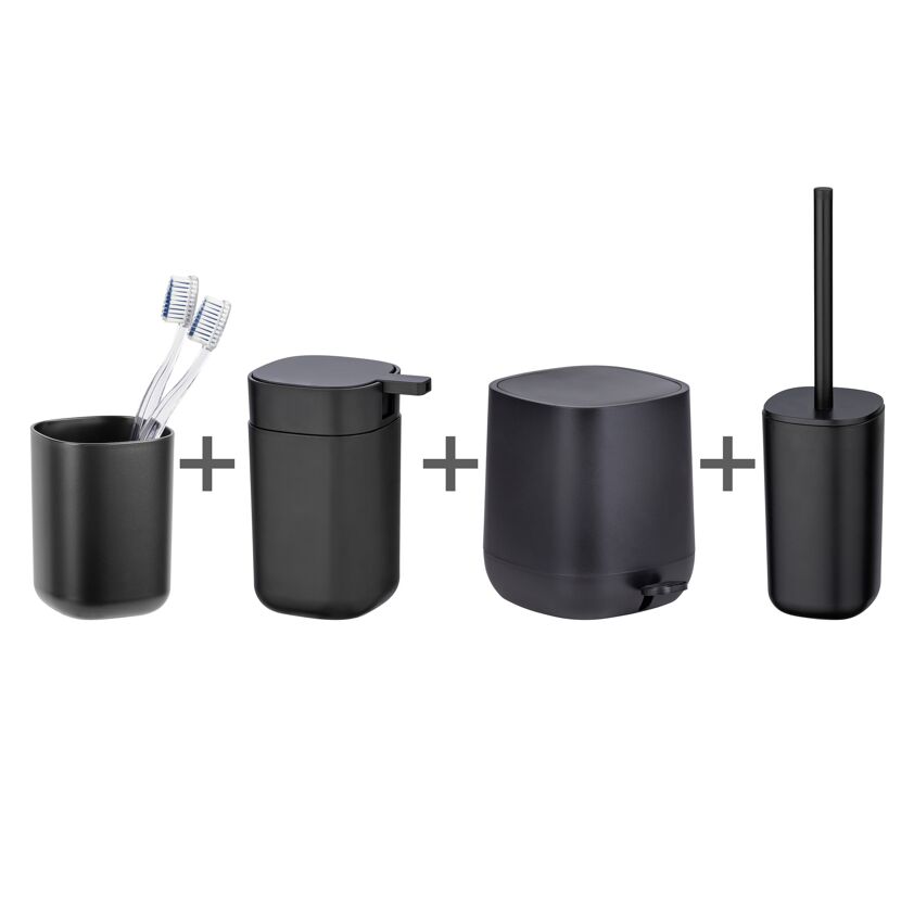 Bad-Accessoire-Set 'Davos' schwarz 4-teilig