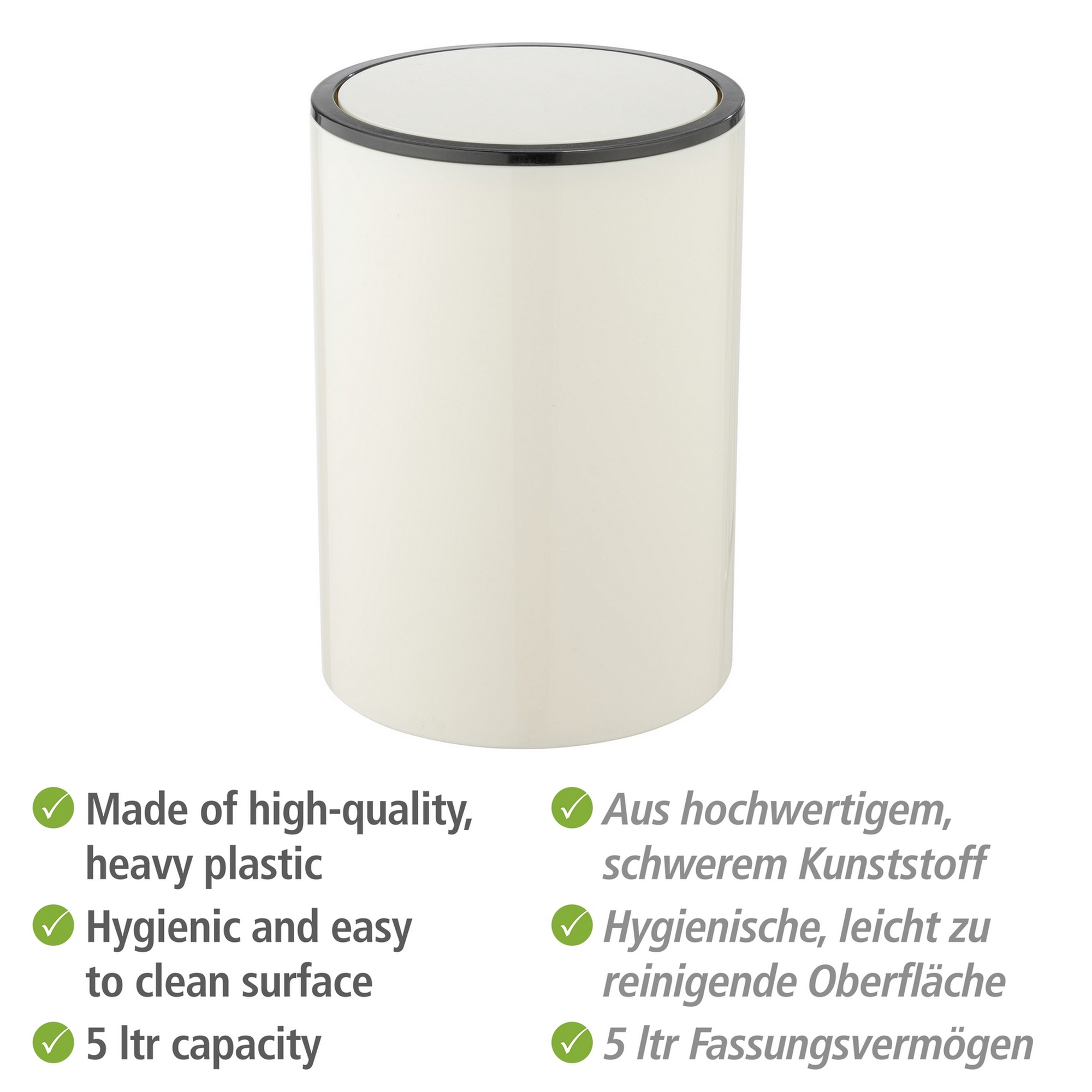 Schwingdeckeleimer 'Inca' creme Ø 18,5 x 25,5 cm 5 l