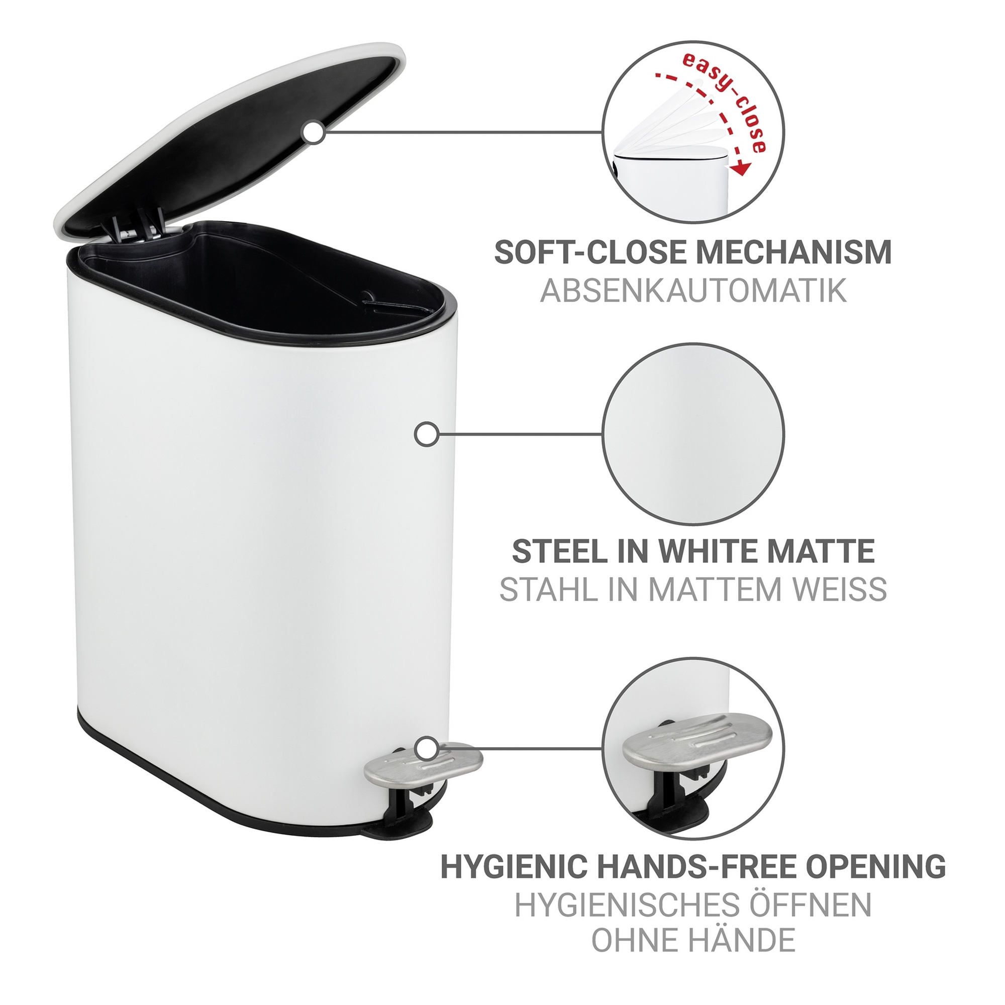 Kosmetikeimer 'Collungo' weiß 14 x 28,5 x 29 cm 5 l