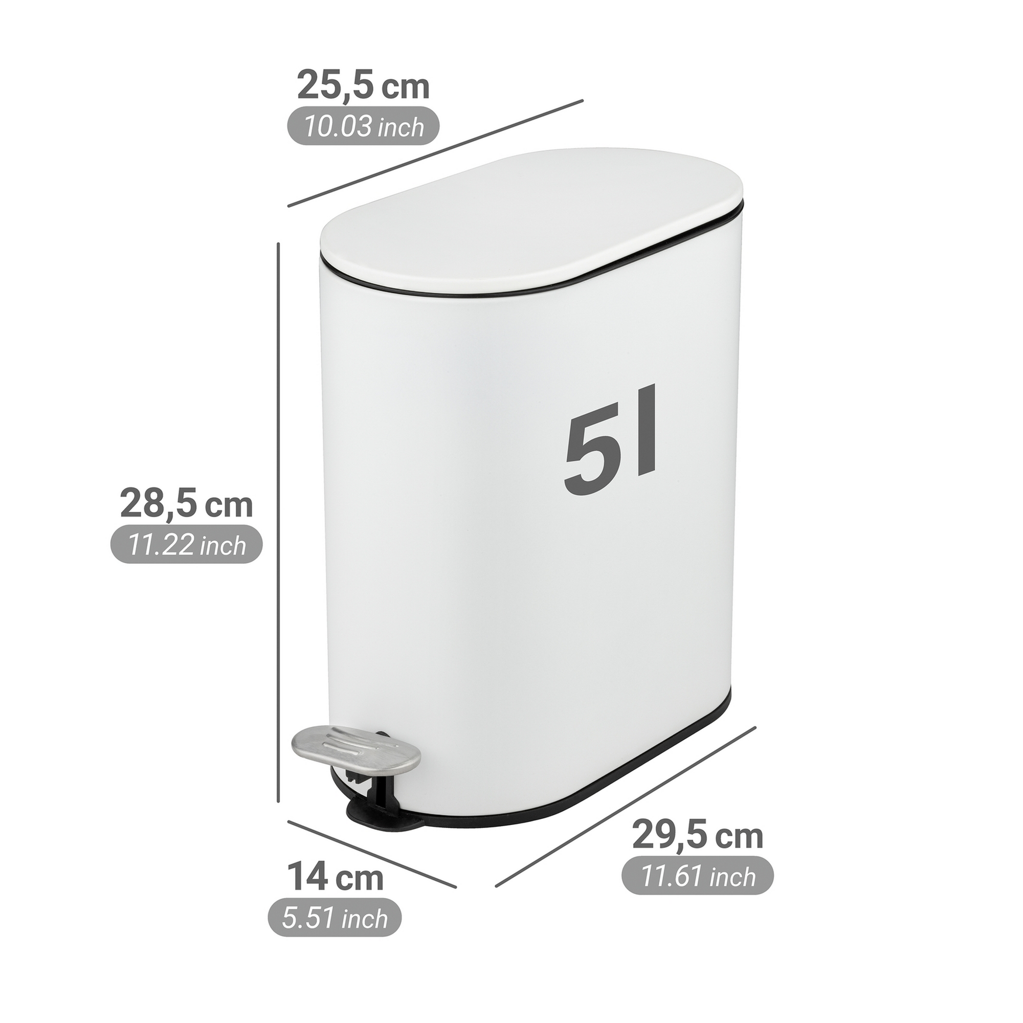 Kosmetikeimer 'Collungo' weiß 14 x 28,5 x 29 cm 5 l