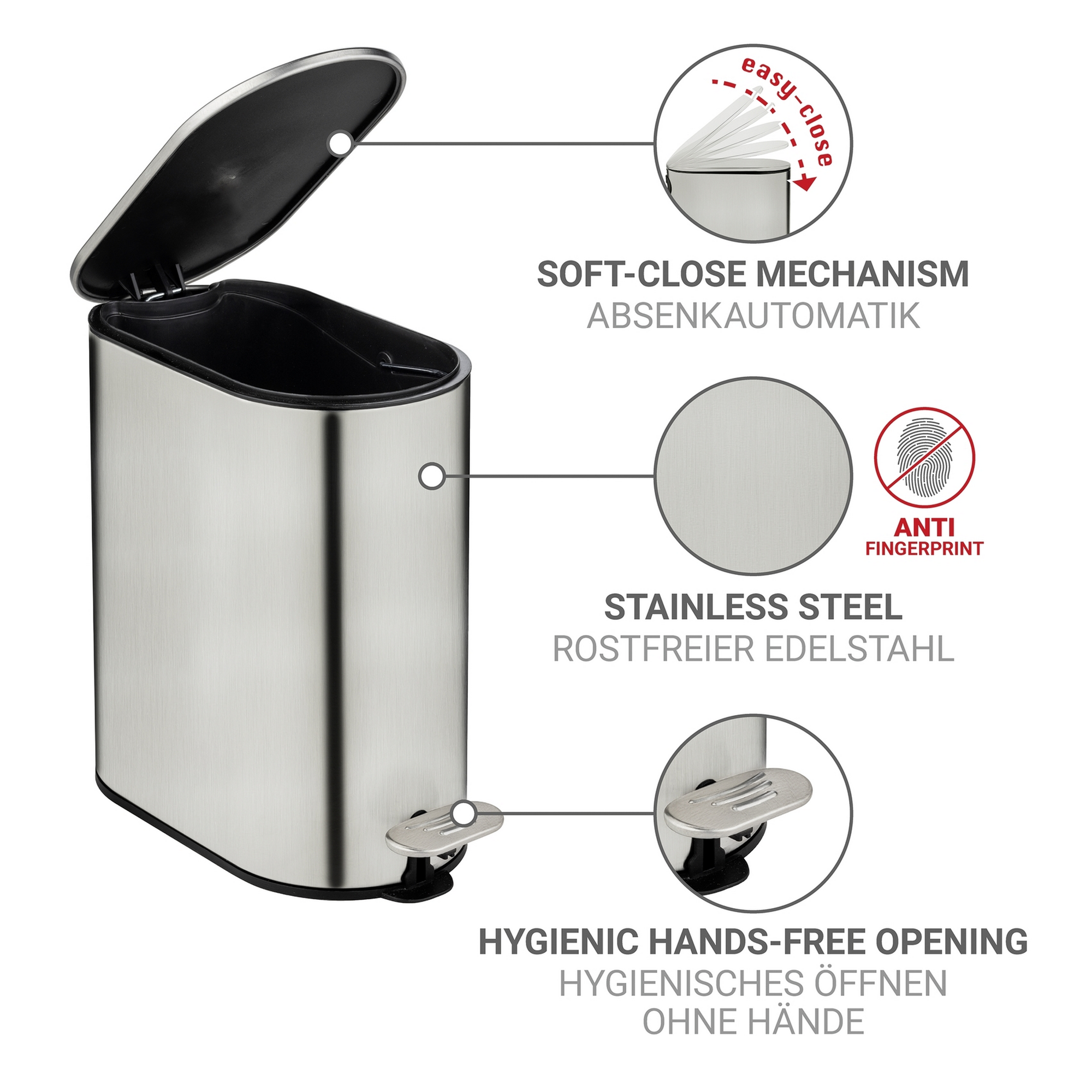 Kosmetikeimer 'Collungo' schwarz 14 x 28,5 x 29 cm 5 l