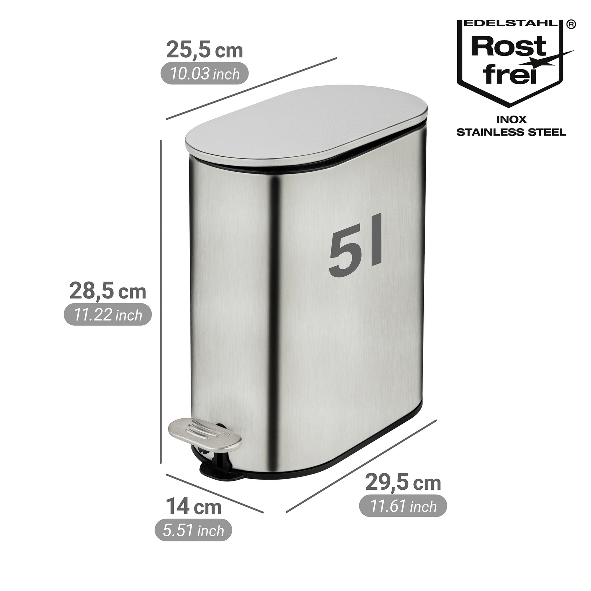 Kosmetikeimer 'Collungo' schwarz 14 x 28,5 x 29 cm 5 l