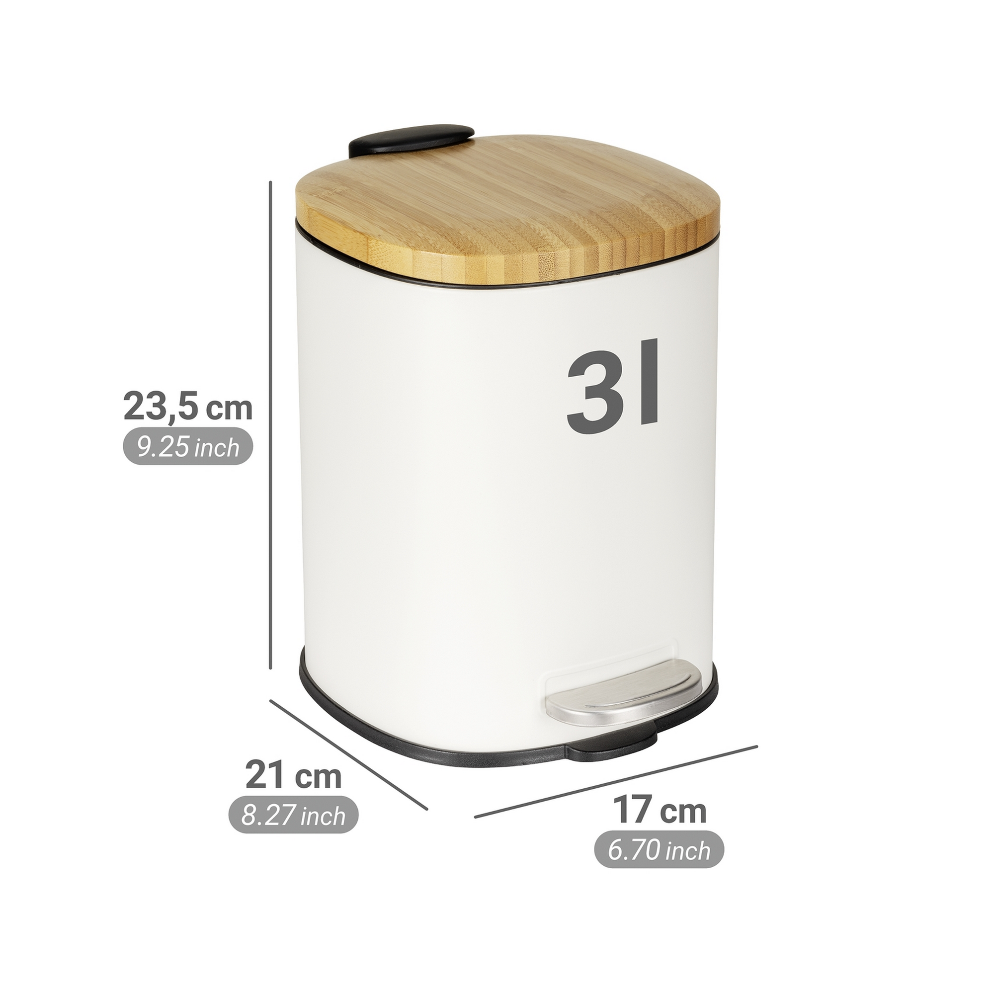 Kosmetikeimer 'Fianema' weiß 17 x 23,5 x 21 cm 3 l