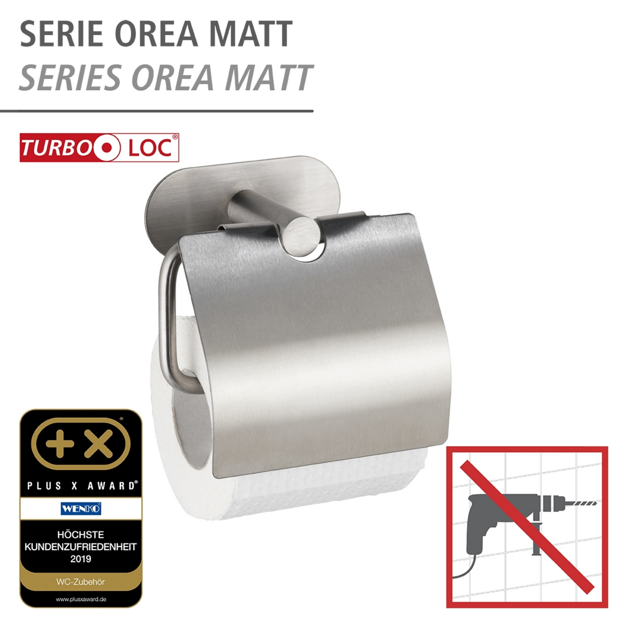 Toilettenpapierhalter 'Orea' Edelstahl matt mit Deckel
