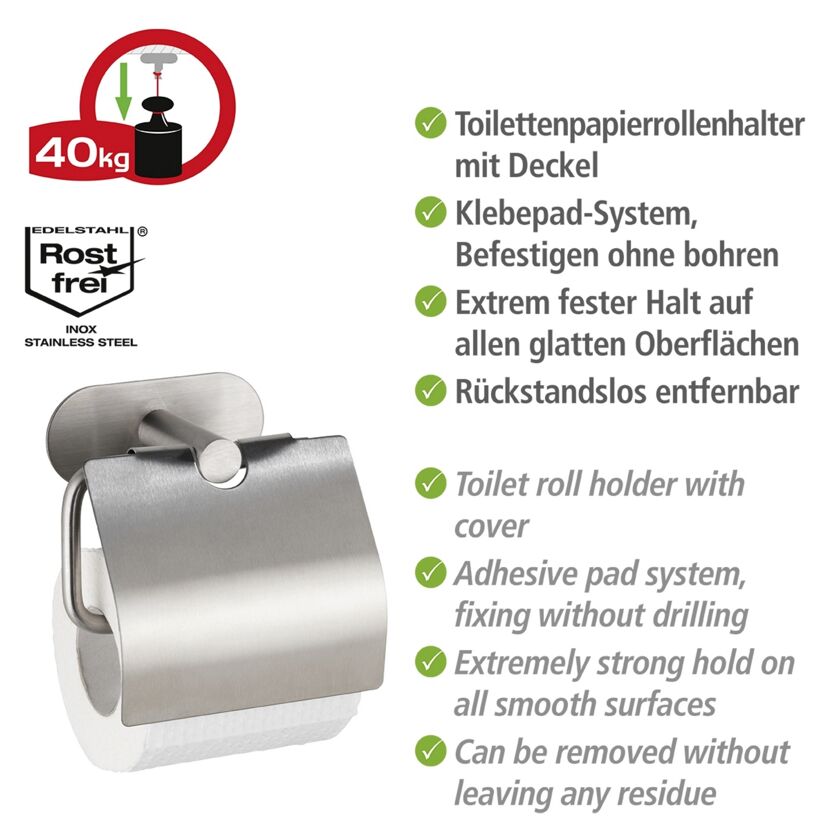 Toilettenpapierhalter 'Orea' Edelstahl matt mit Deckel