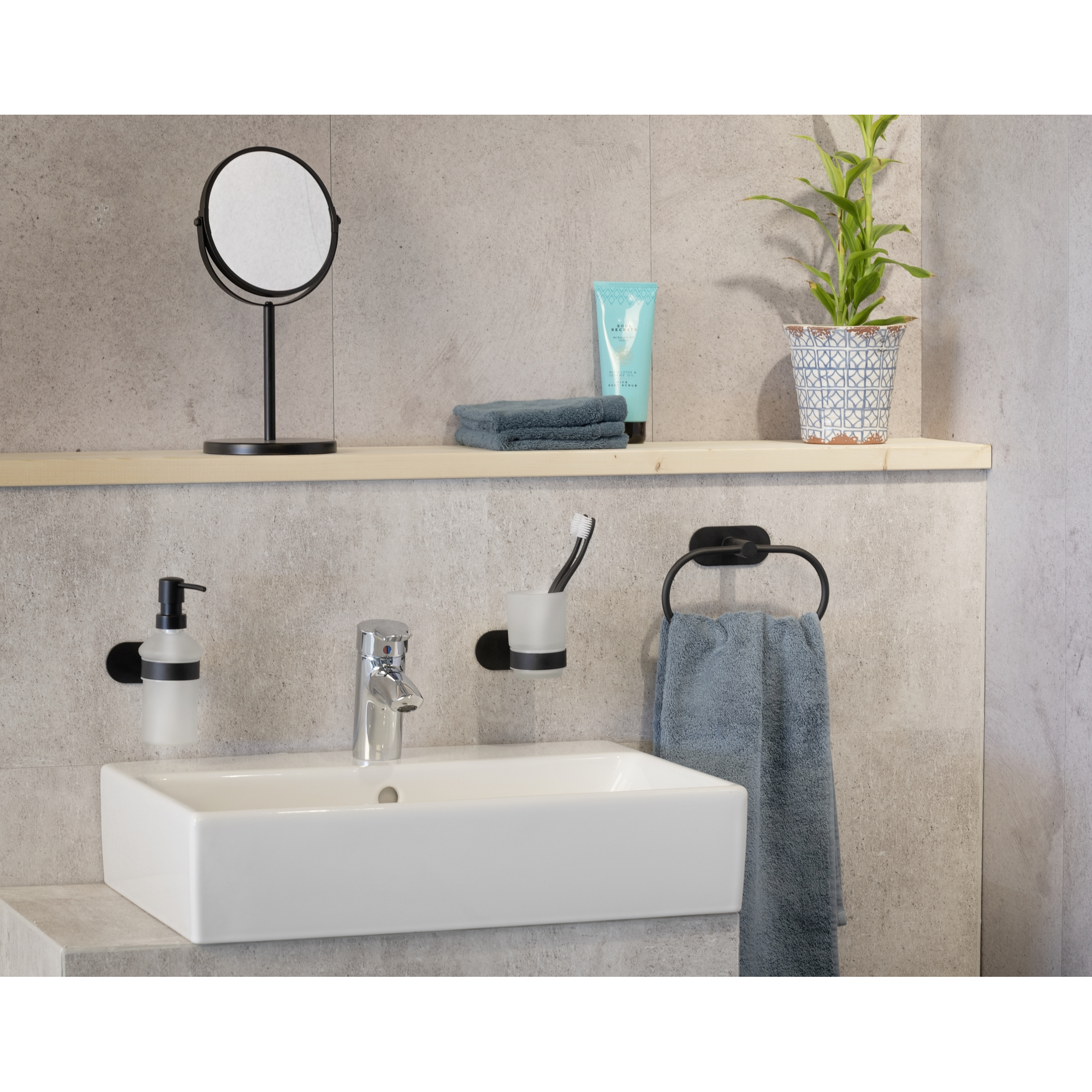 Zahnputzbecher 'Orea' Edelstahl schwarz Ø 10 x 9,5 cm