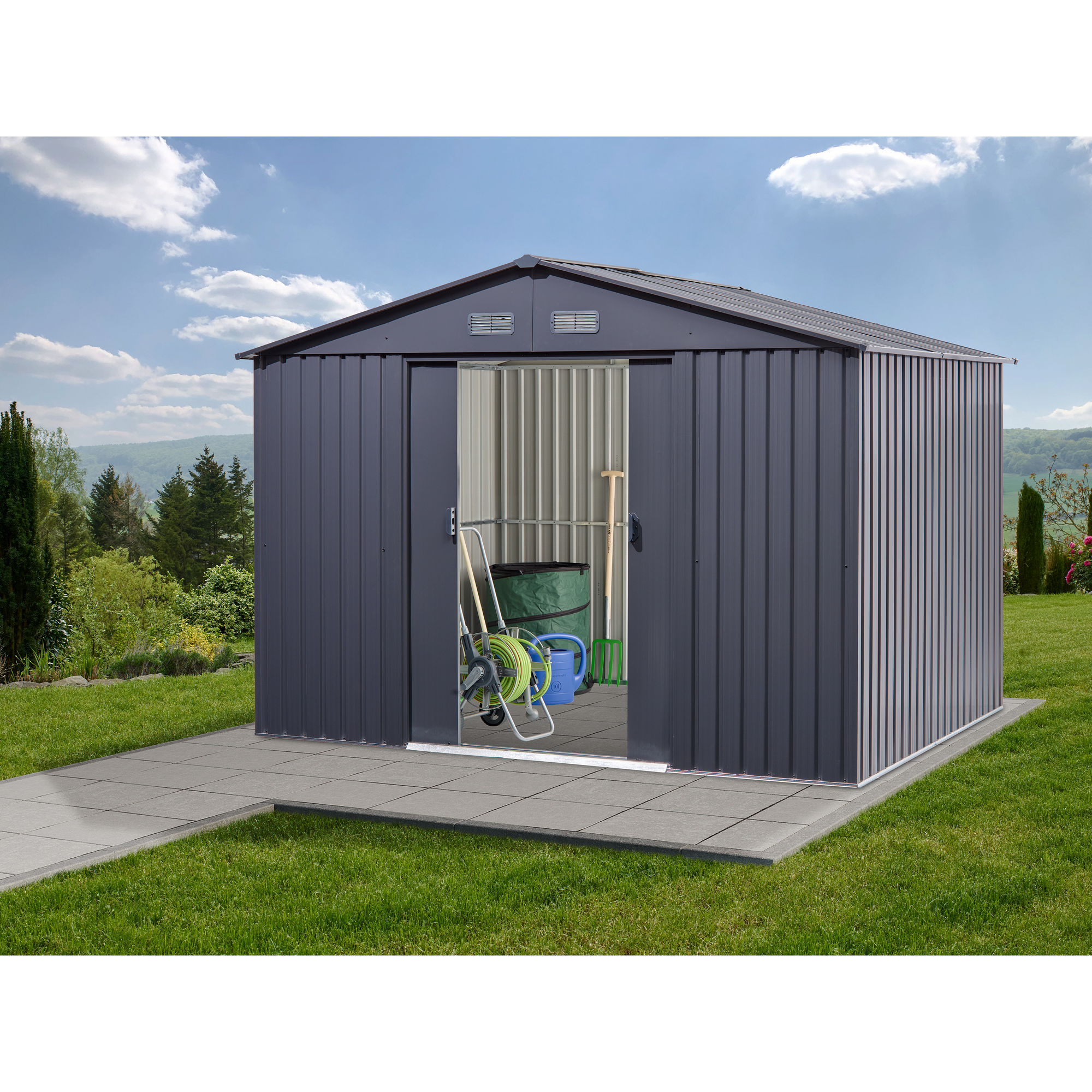 Gerätehaus anthrazit 301 x 238 x 214 cm