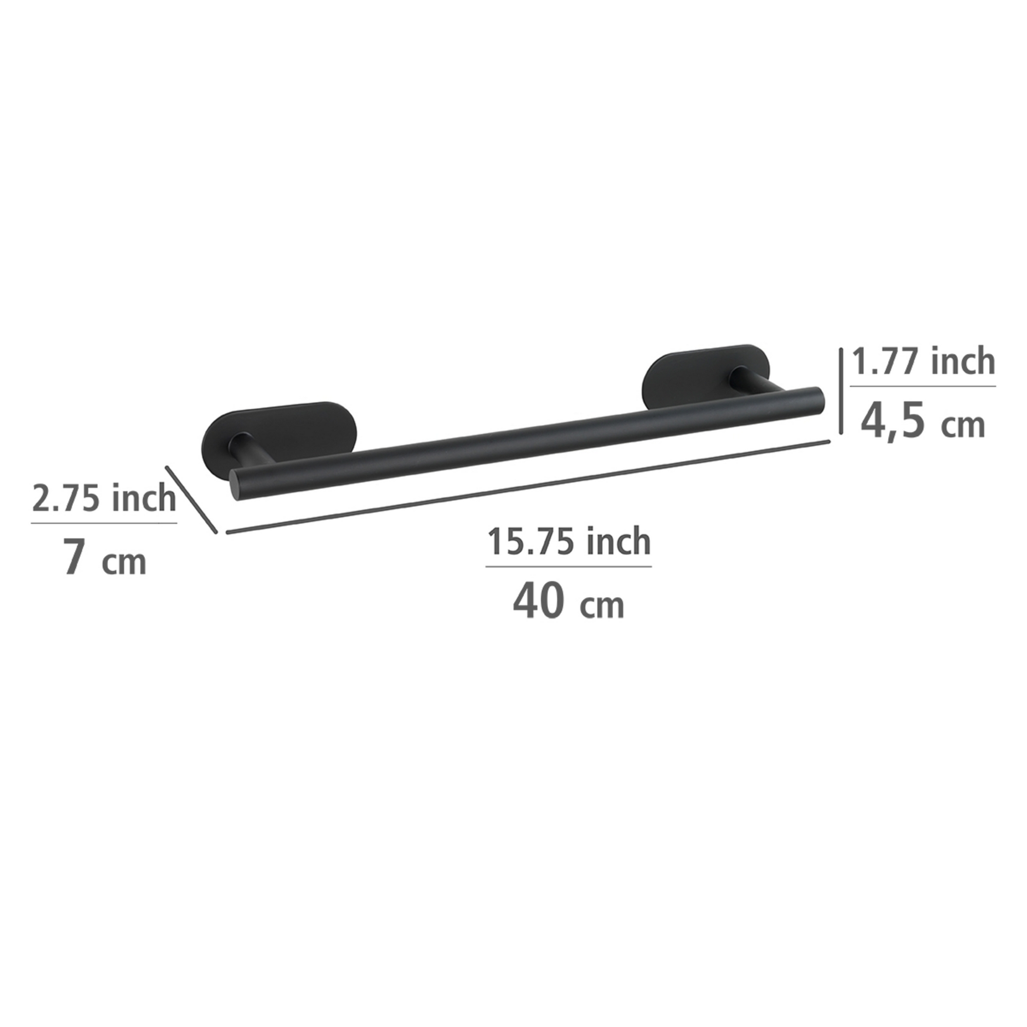 Handtuchstange 'Orea' Edelstahl schwarz 40 x 4,5 x 7 cm