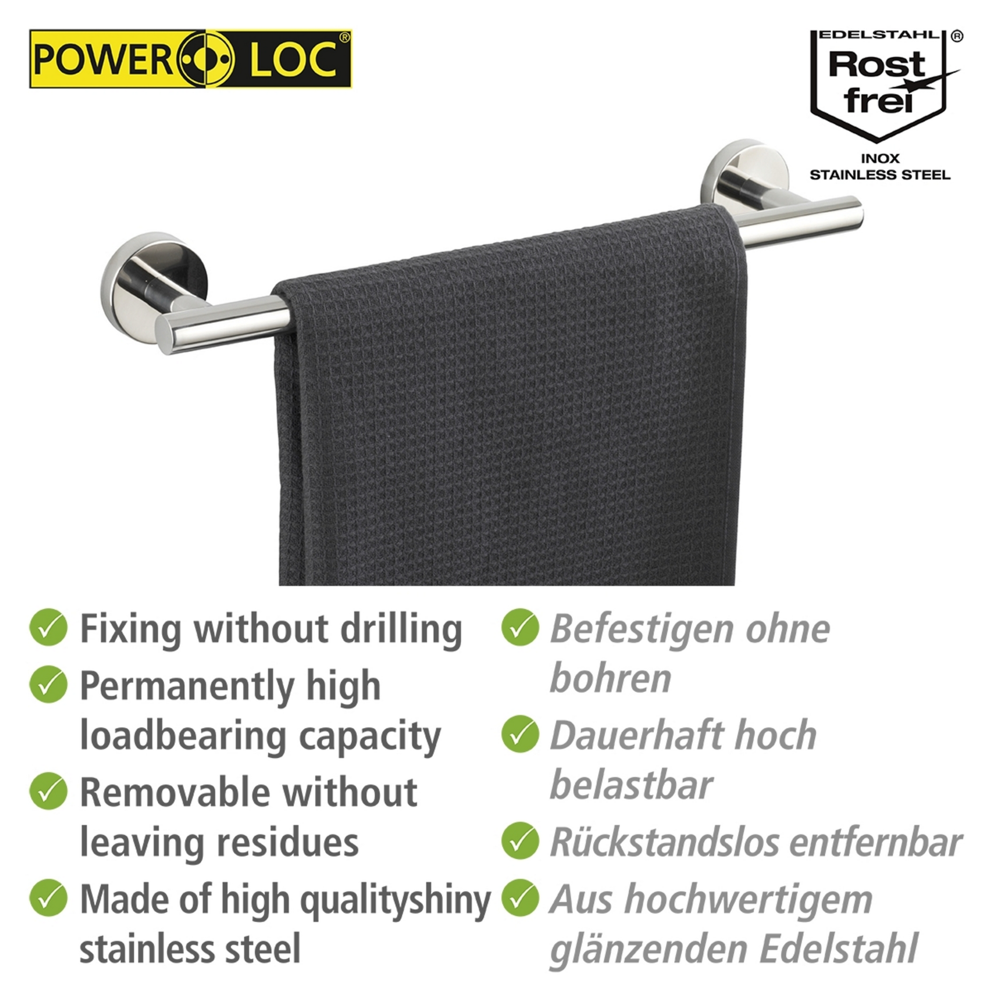 Handtuchstange 'Bosio' Edelstahl glänzend 40 x 5,5 x 7 cm