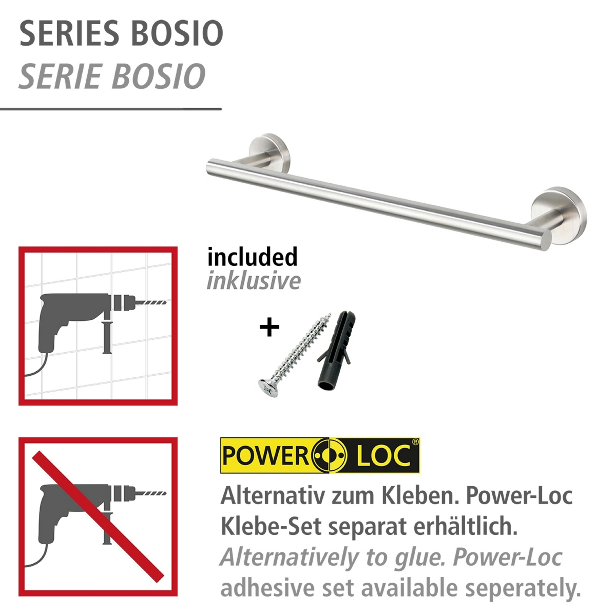 Handtuchstange 'Bosio' Edelstahl matt 40 x 5,5 x 7 cm