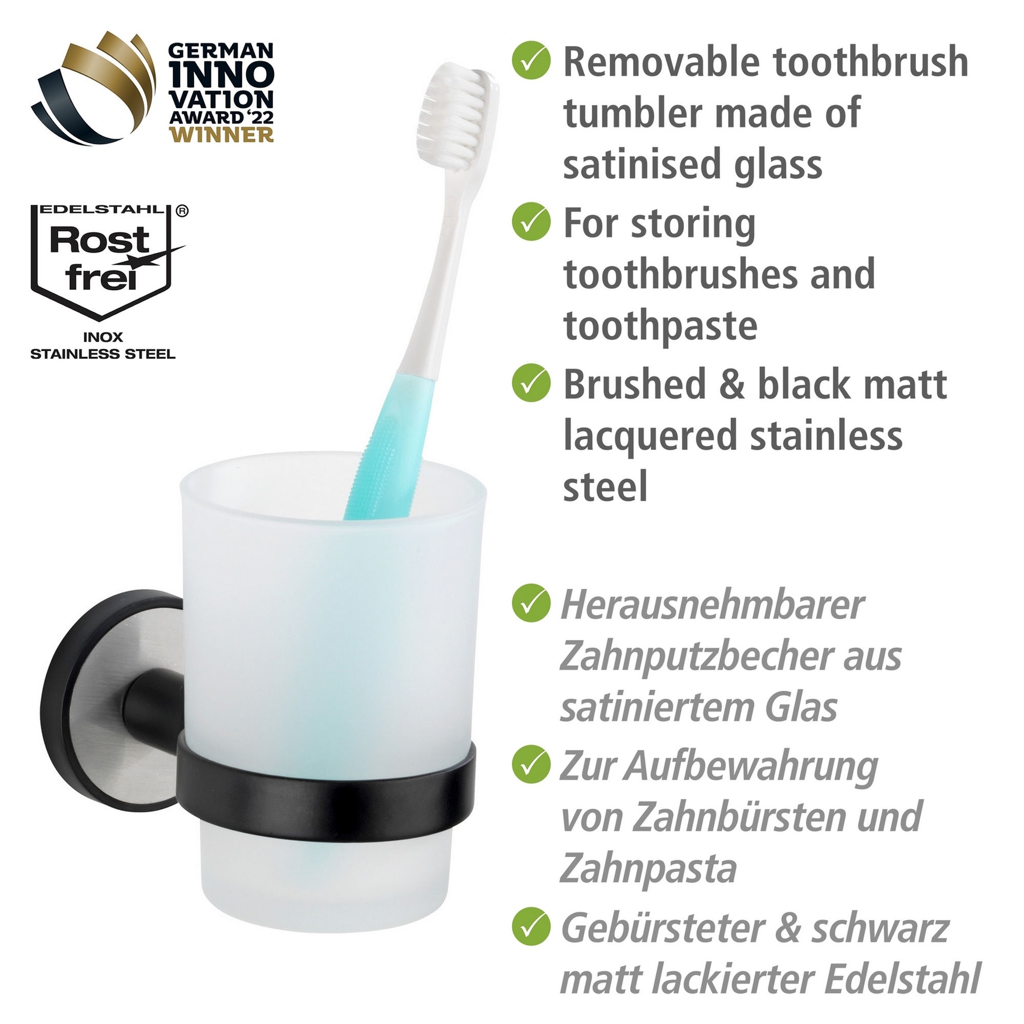 Zahnputzbecher 'Udine' Glas weiß 6 x 9,5 x 11 cm